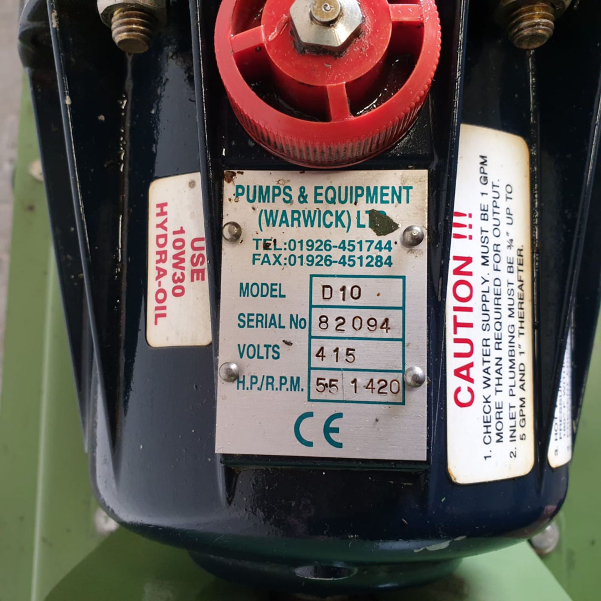 Pumps & Equipment Ltd Model D10 Hydra-cell Power Pump. 415V. 5.5HP. 1420rpm. - Image 5 of 6