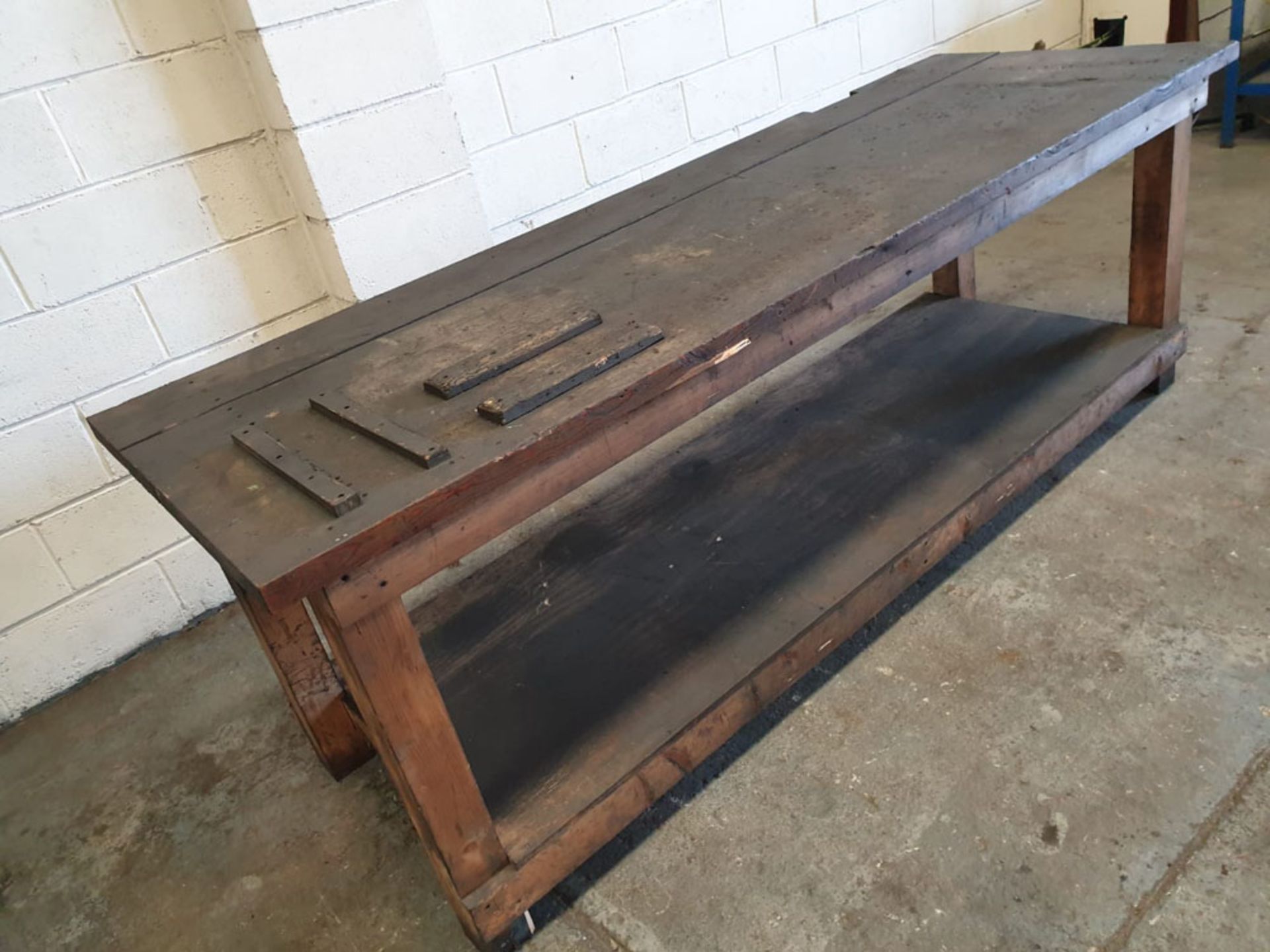 Large Wooden Workbench. Approx 99" x 33" x 35" High. - Image 4 of 4