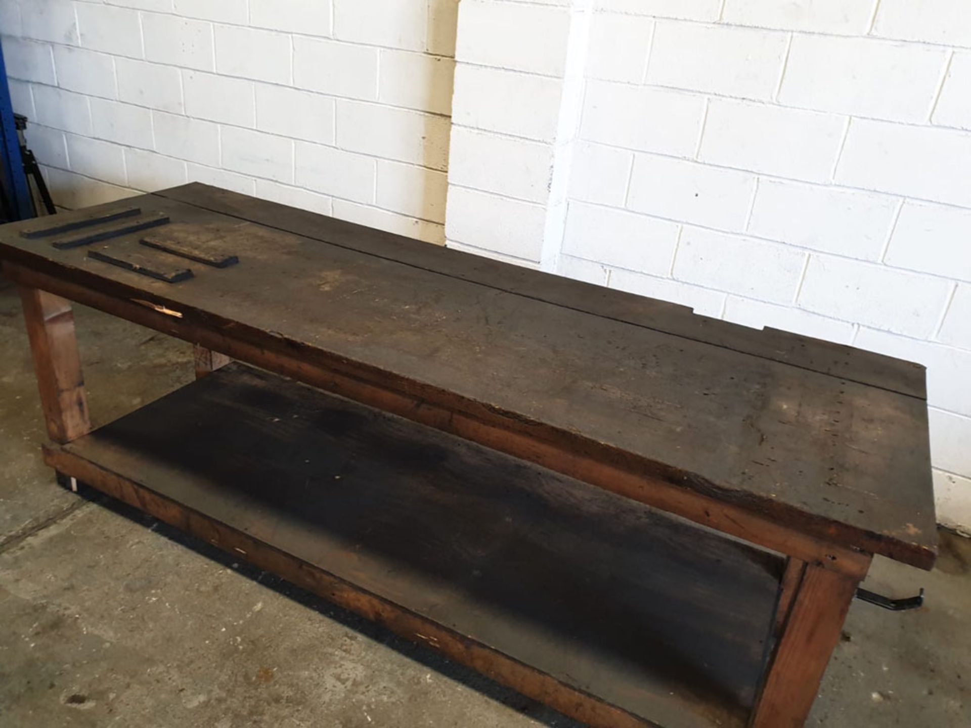 Large Wooden Workbench. Approx 99" x 33" x 35" High. - Image 3 of 4