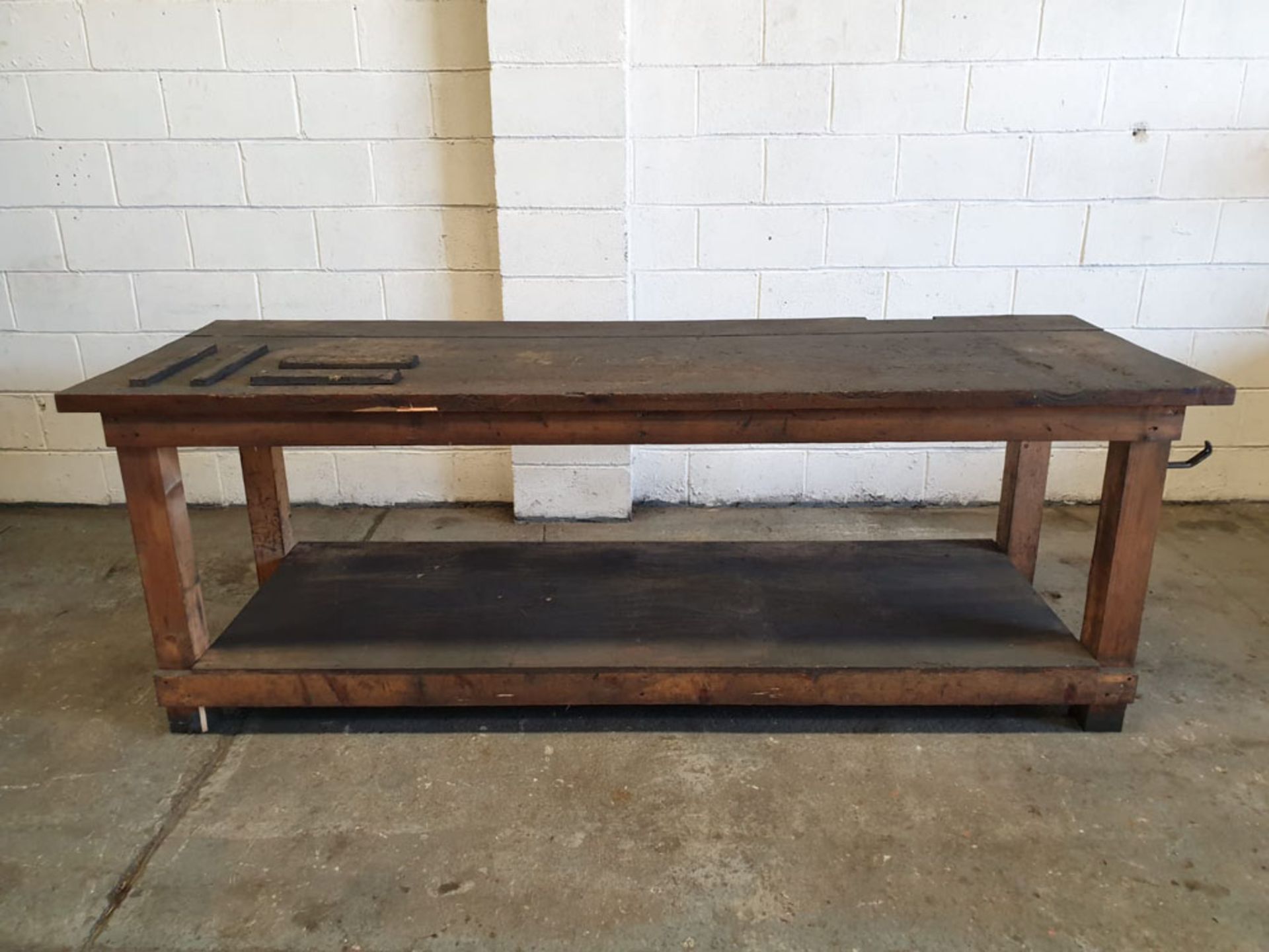 Large Wooden Workbench. Approx 99" x 33" x 35" High.