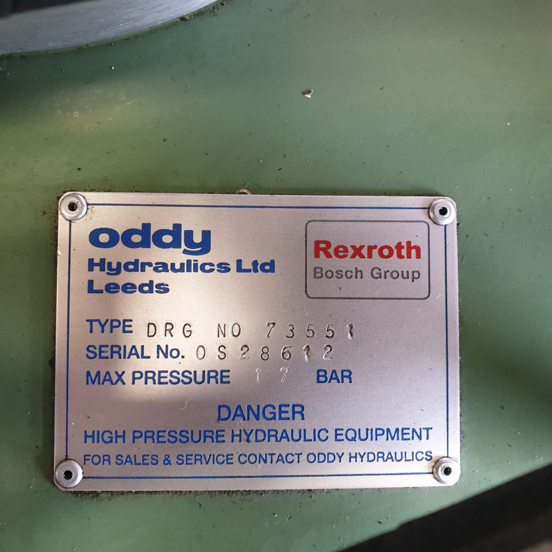 Oddy Hydraulics Ltd Type DRG No 73551. Hydraulic Power Pack. Max Pressure 17 BAR. - Image 7 of 7