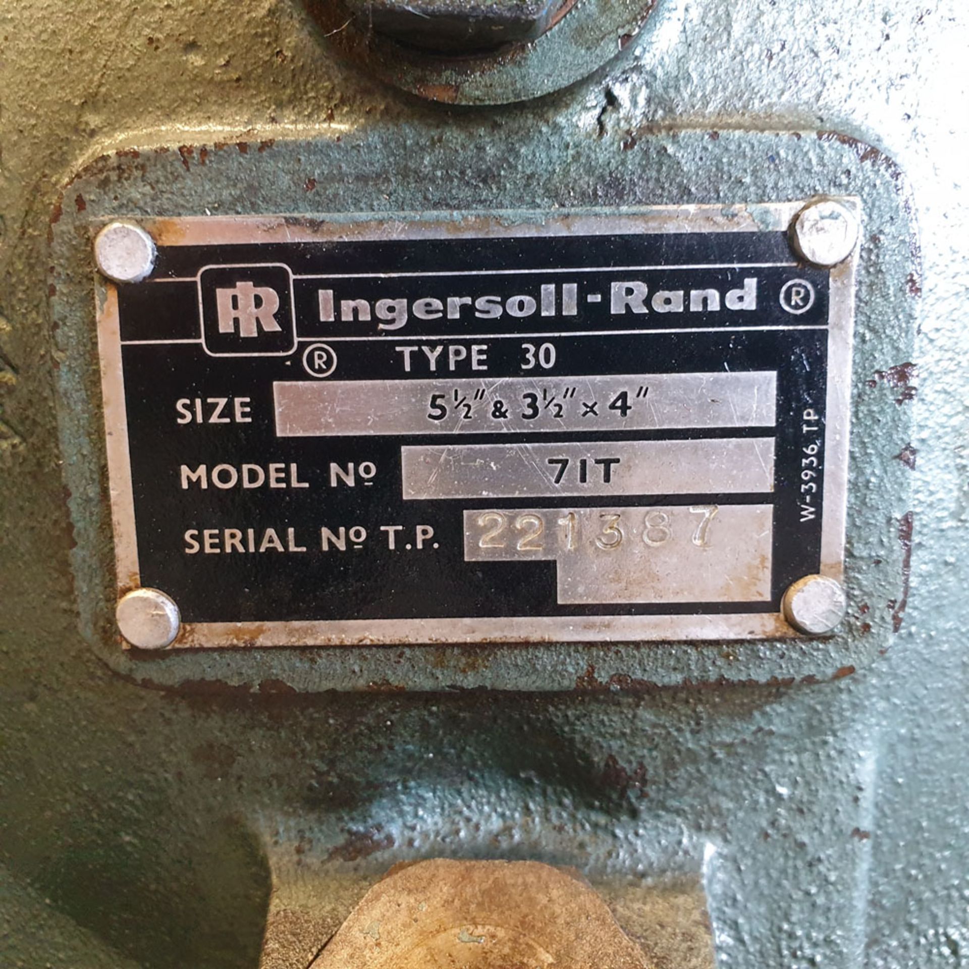 Ingersoll Rand Type 30 Model 71T. Twin Piston Garage Type Compressor. Motor HP 12.5. - Image 7 of 9