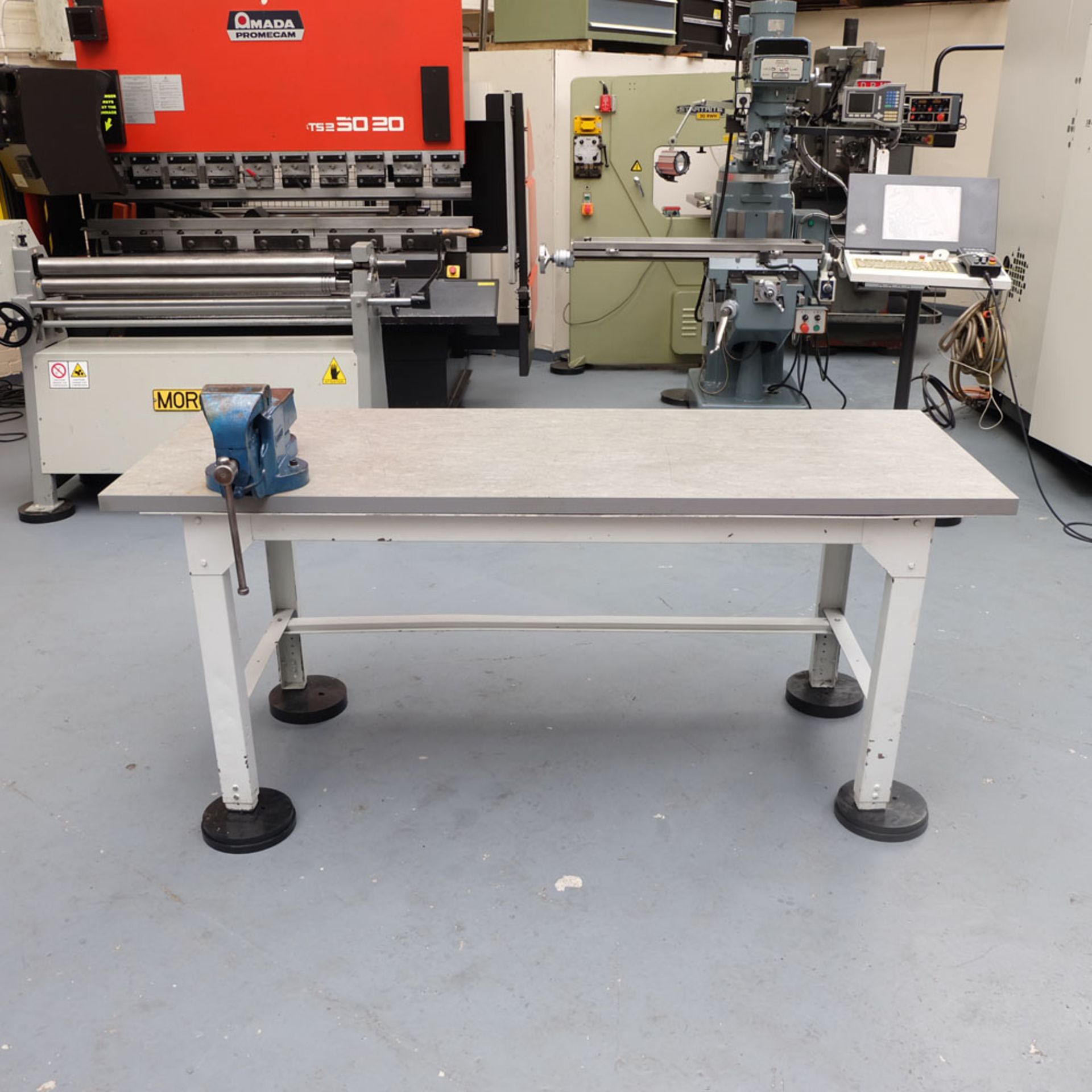 Worktop Bench With No.24 Record Bench Vice. Bench Size 2000mm x 750mm x 840mm High.