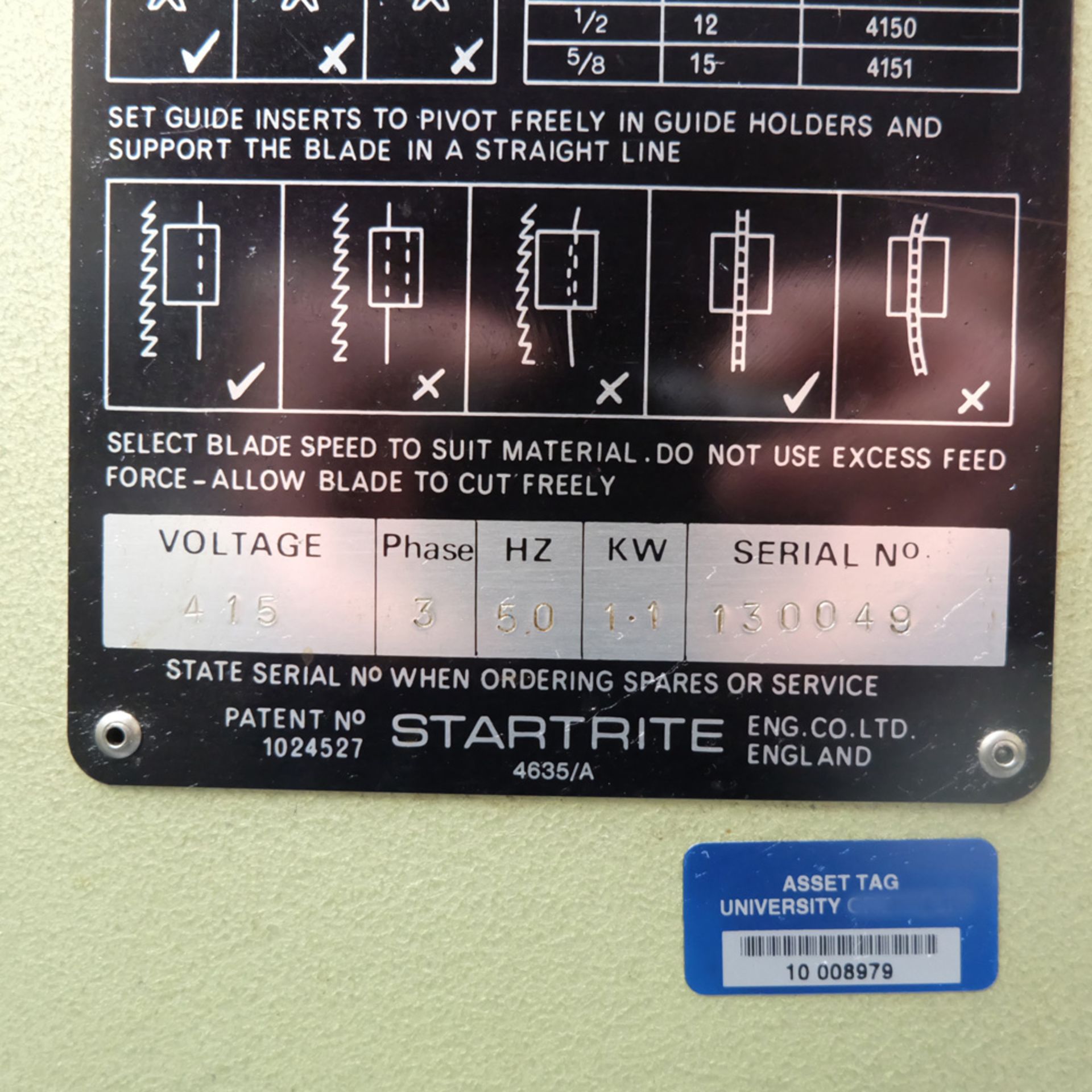 Startrite 20 RWH Vertical Bandsaw. - Image 12 of 12