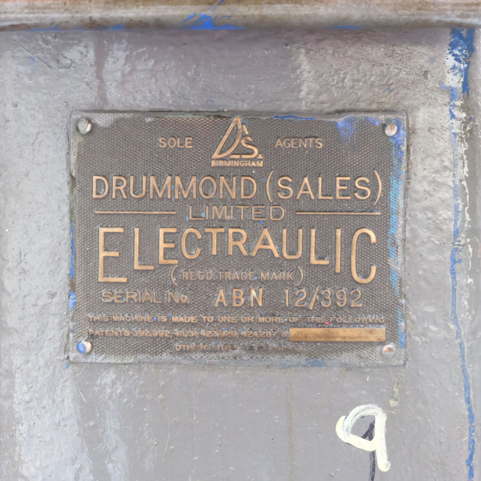 Drummond Vertical Hydraulic Power Press. Throat 9". Daylight 16". Stroke Approx 24". - Image 6 of 7