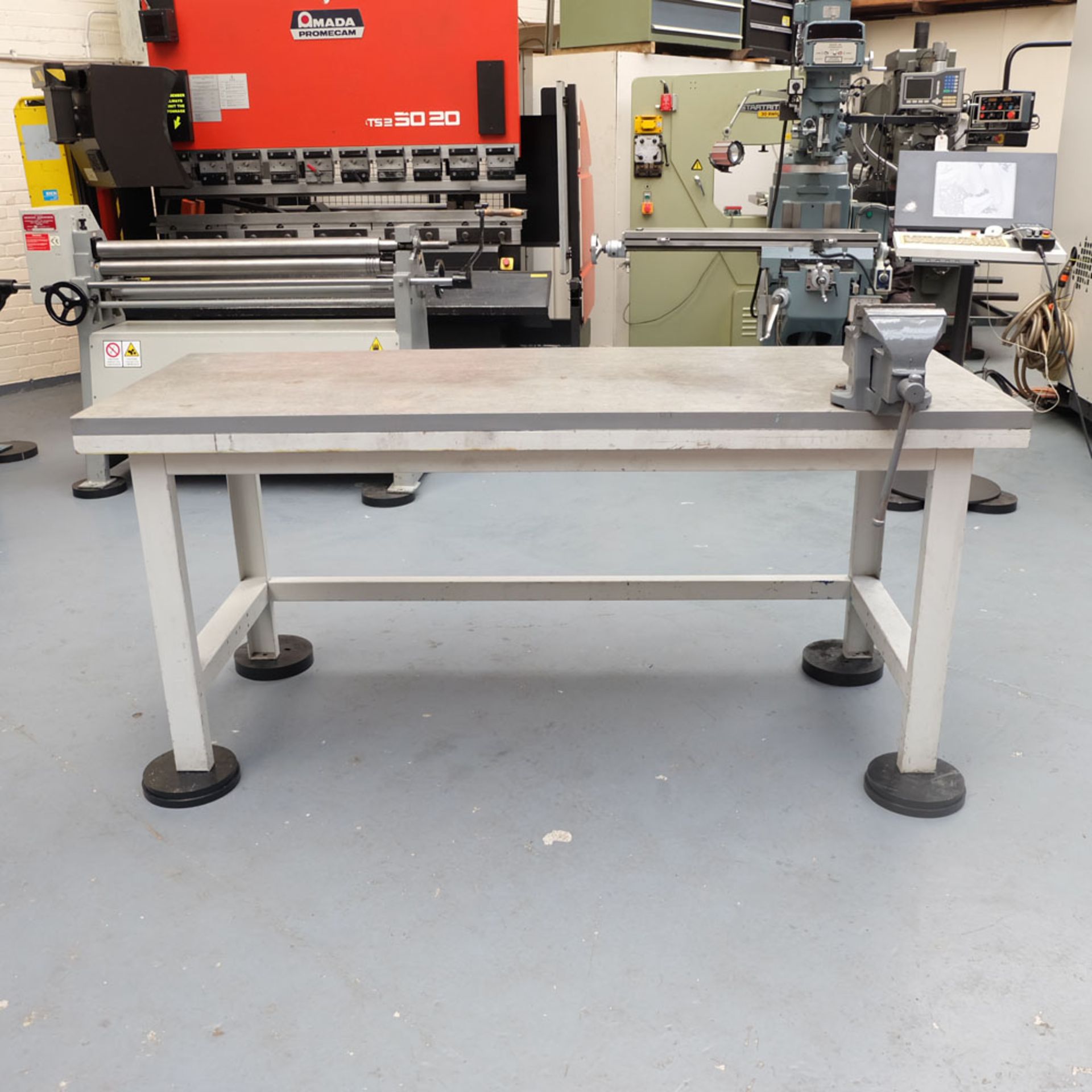 Worktop Bench With No.6 Record Bench Vice. Bench Size 2000mm x 750mm x 880mm High.