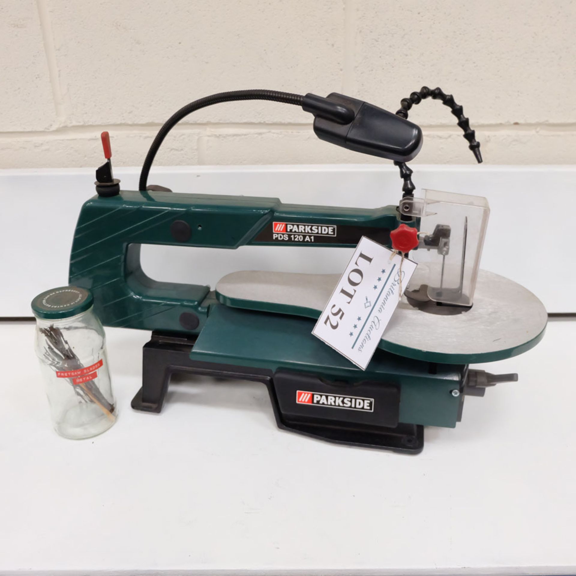 PARKSIDE Model PDS 120 A1 Bench Top Scroll Saw with Light and Spare Blades.