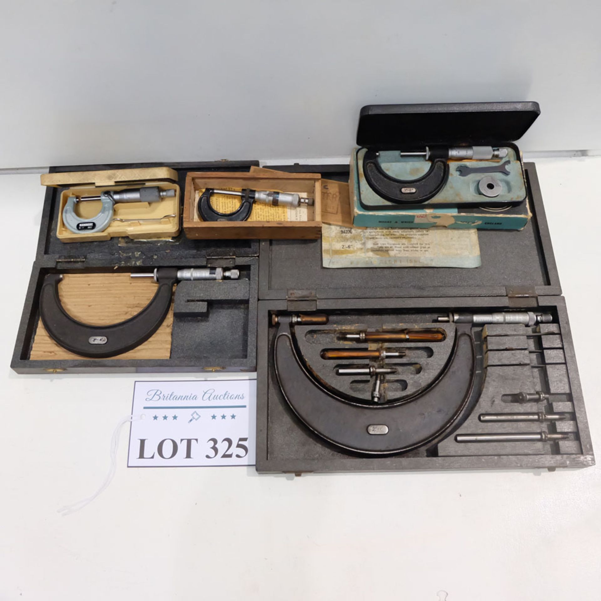 Set of 5 Boxed Micrometers.