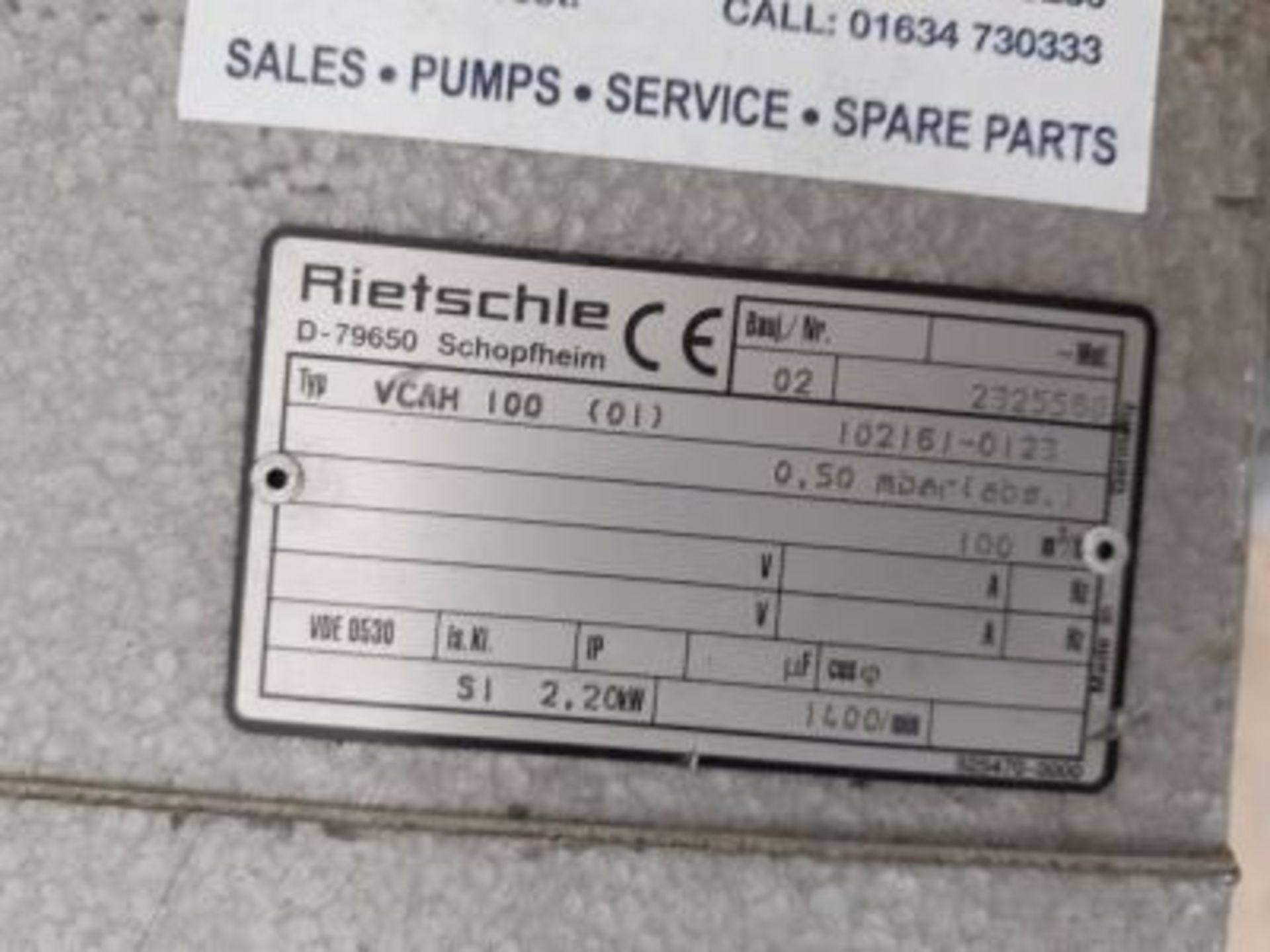 Elmo Rietschle Type VCAH 100: Vacuum Pump S/N: 2325560 Equipped with ATB Type YAF 100L/4H-12 - Image 4 of 5