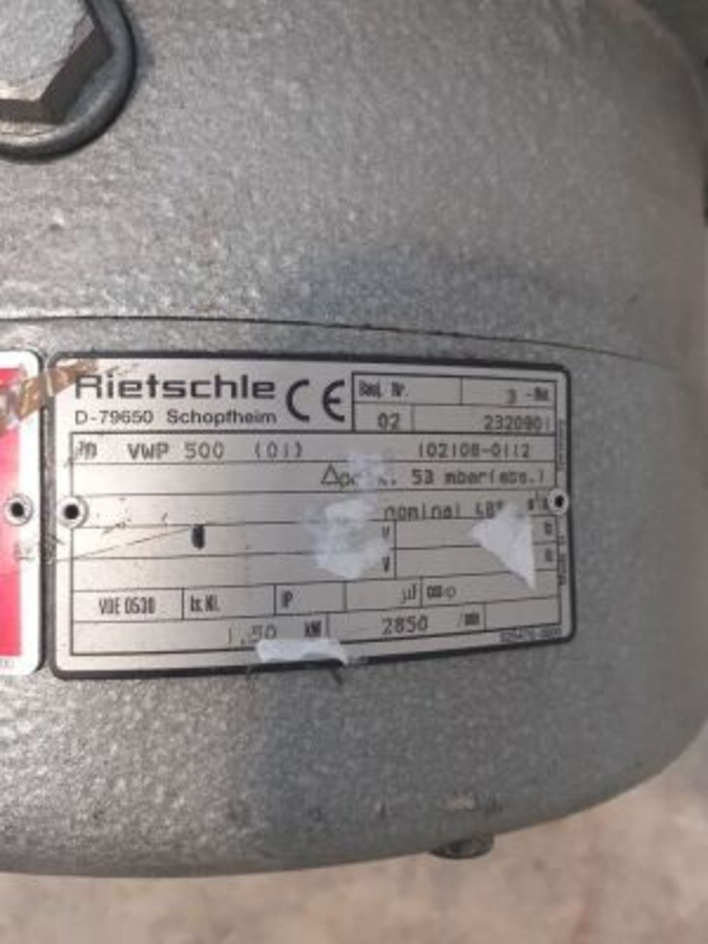 Elmo Rietschle Type VWP 500 Vacuum Pump S/N2320901 Equipped with CSM Electric Motor. The VWP 500 - Image 5 of 5