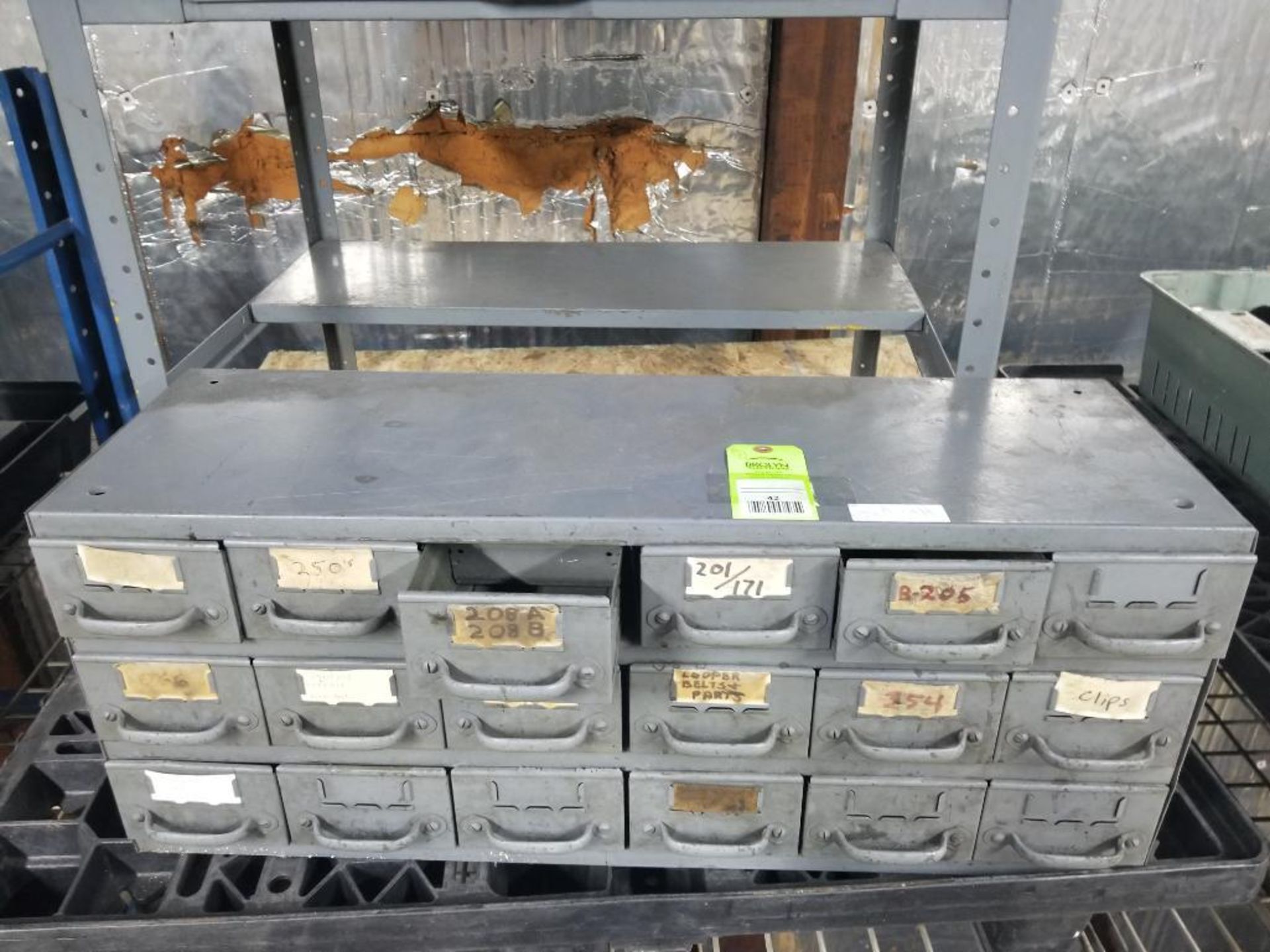 18 drawer parts cabinet and foreman's desk.