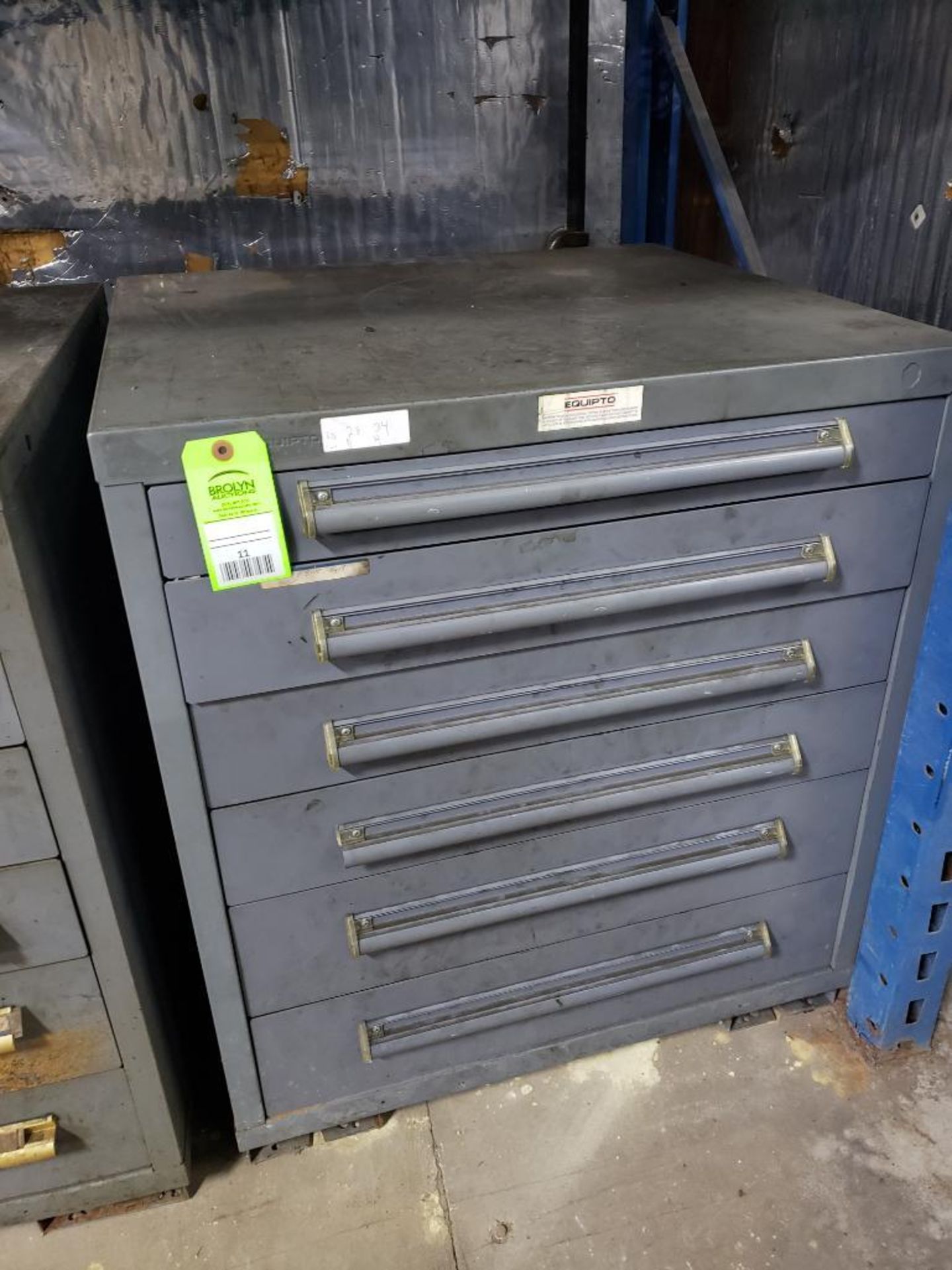 6 drawer Equipto tool cabinet. 34tall x 30wide x 28deep.