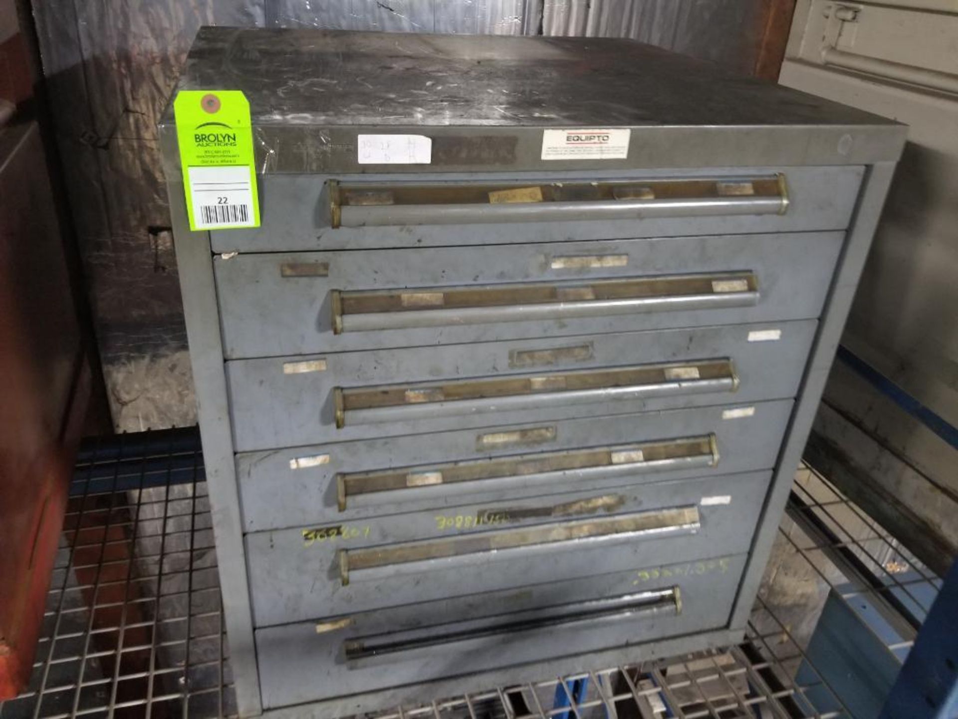 6 drawer Equipto tool cabinet. 34tall x 30wide x 28deep.