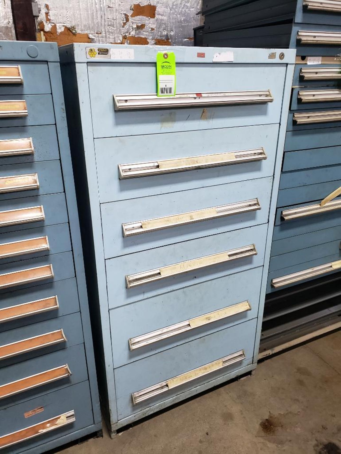 6 drawer Stanley Vidmar tool cabinet. 59tall x 30wide x 28deep.