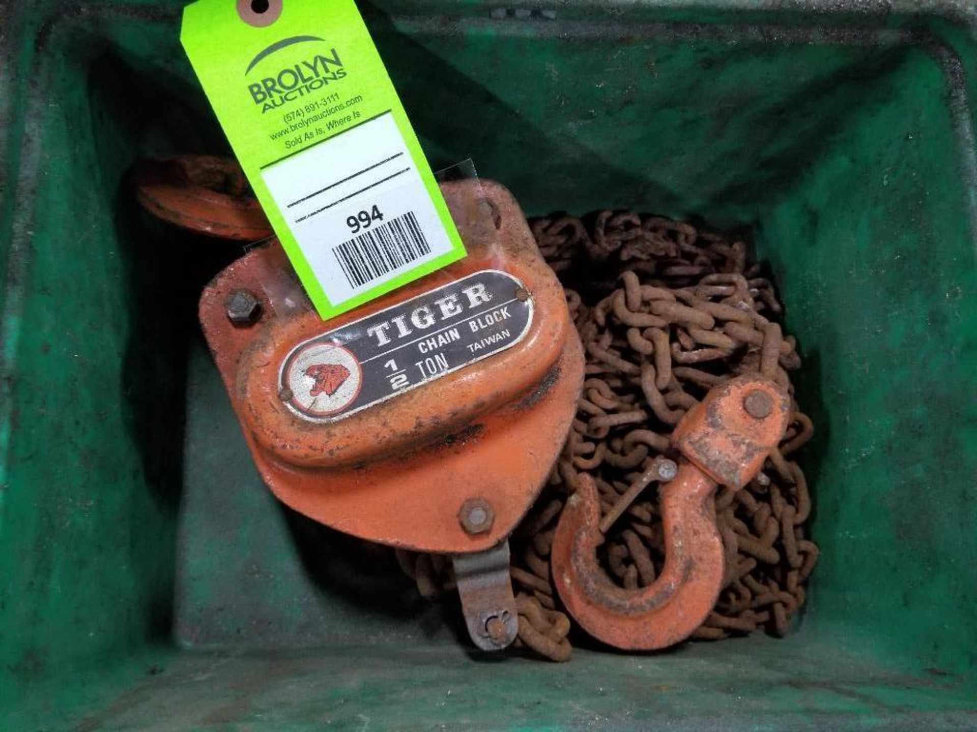 Tiger 1/2 ton chain hoist.