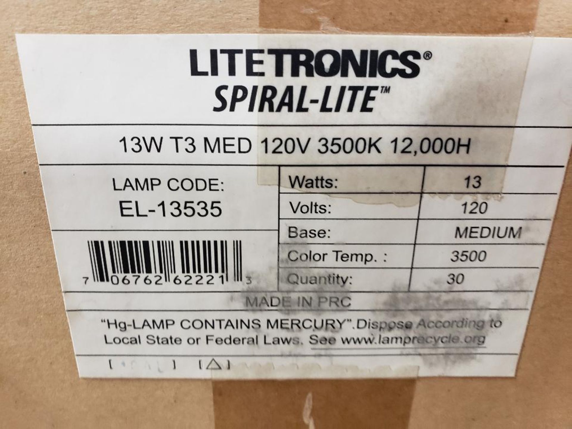 Qty 60 - Litetronics Spiral-Lite. Lamp code EL-13535. New in bulk boxes. - Image 2 of 2