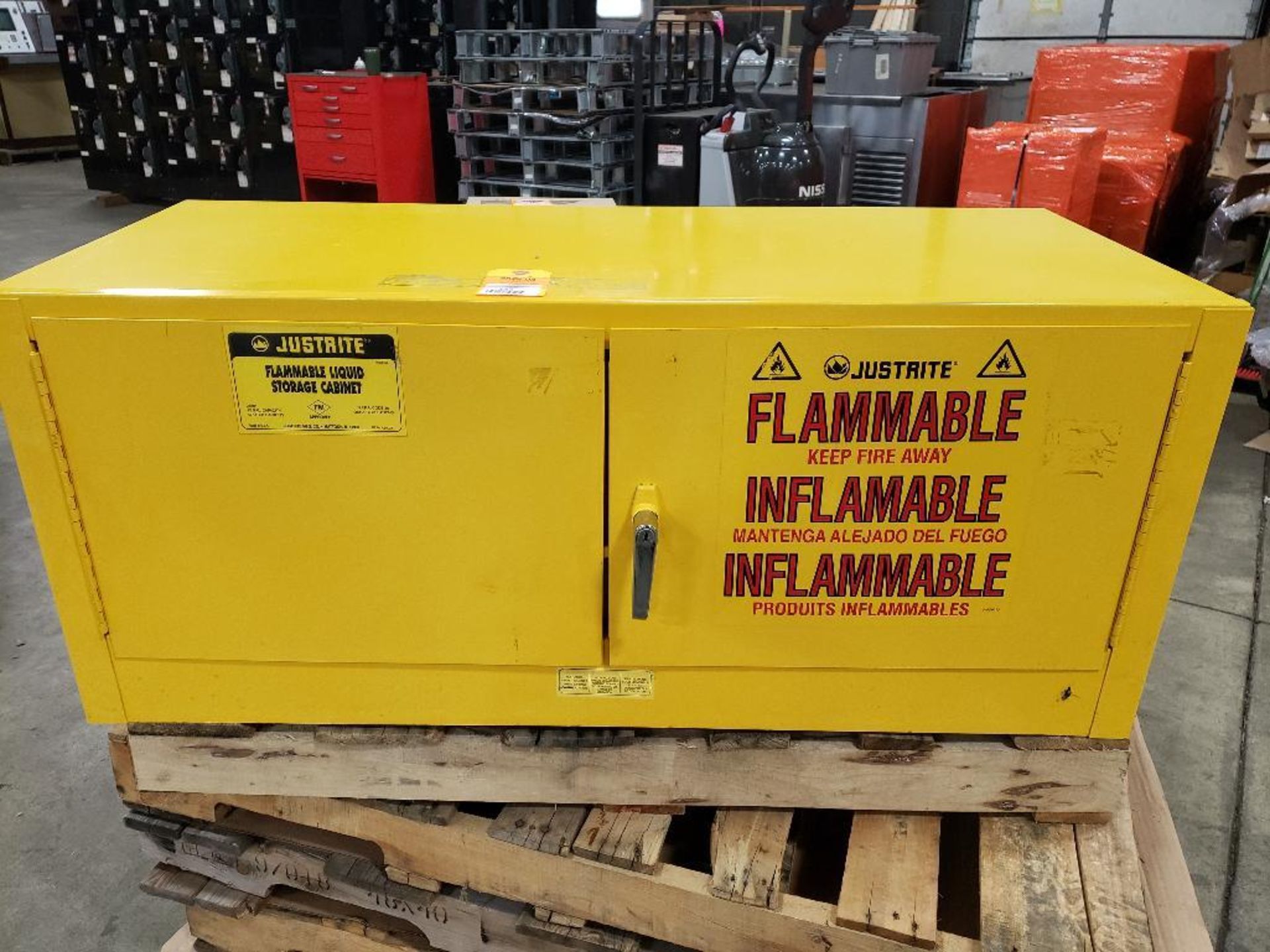 12 gallon Justrite flammable storage cabinet. Model 25801. New with minor wear.