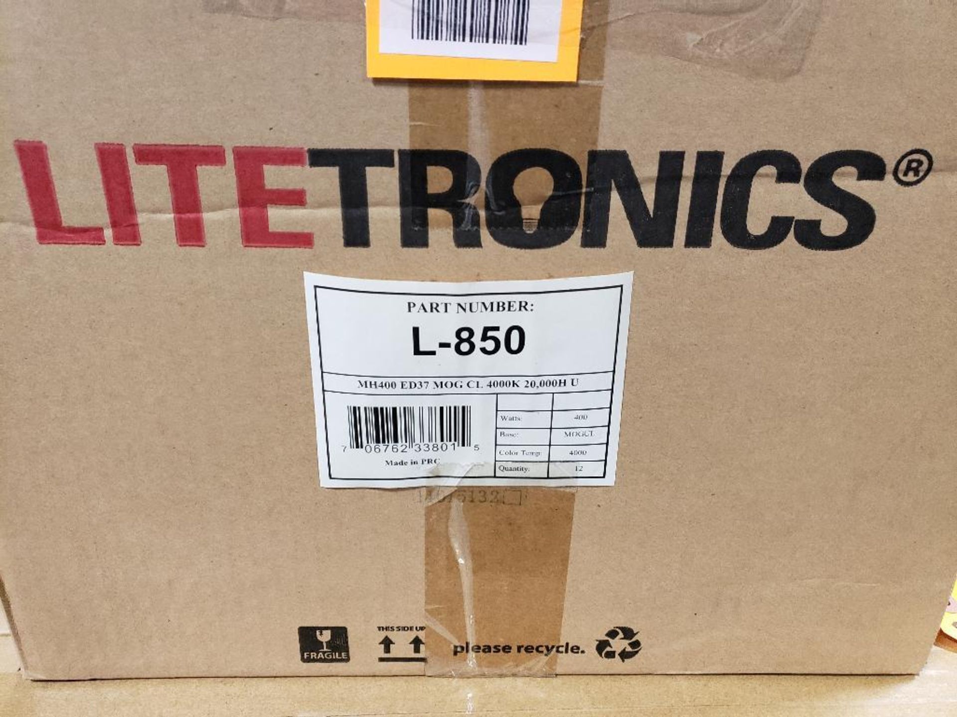 Qty 12 - Litetronics bulb. 400 watt metal halide. Part number L-850. New in bulk box. - Image 2 of 3