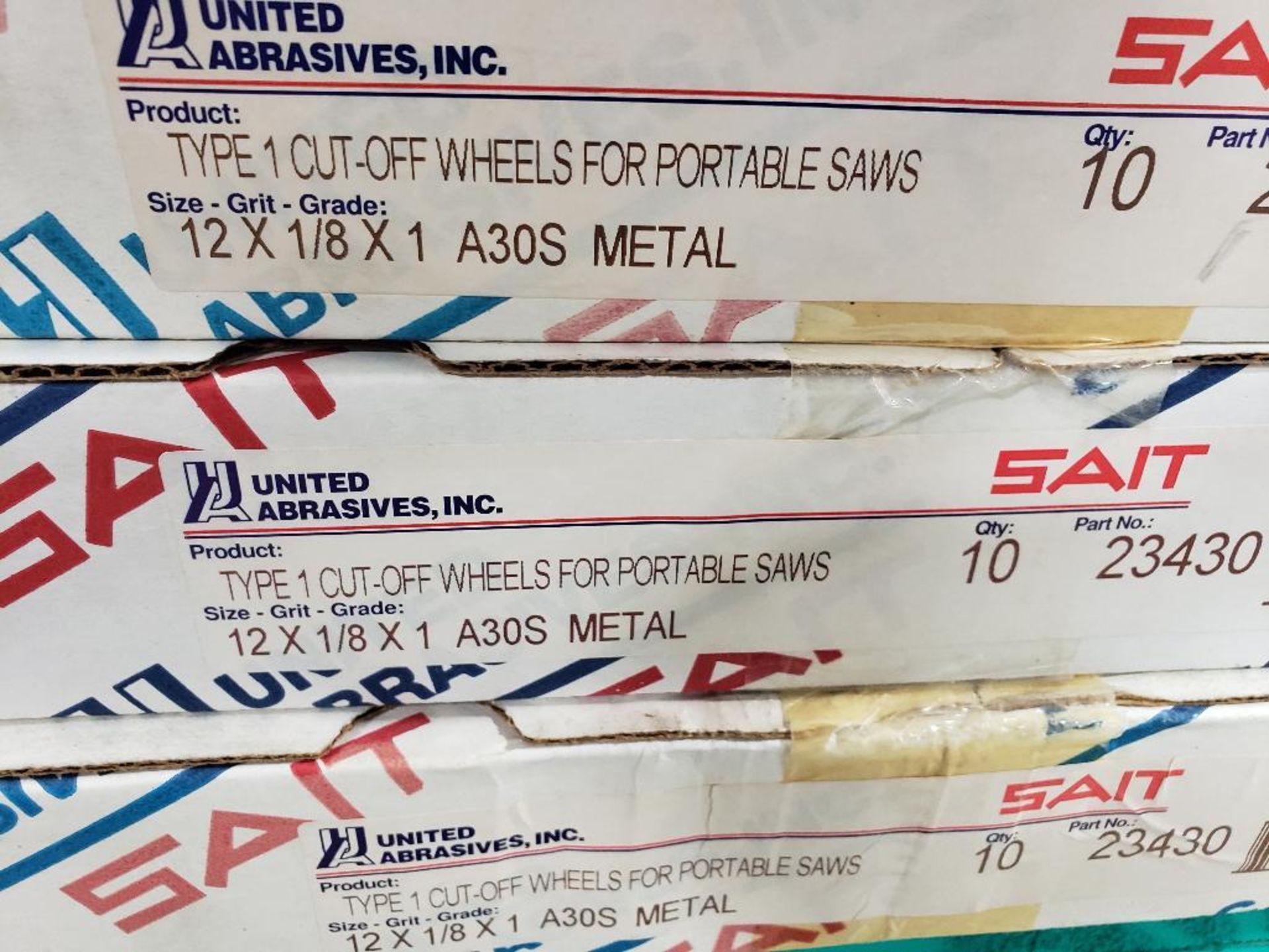 Qty 30 - Sait type 1 cut off wheels. Part Number 23430. New in bulk boxes. - Image 2 of 2