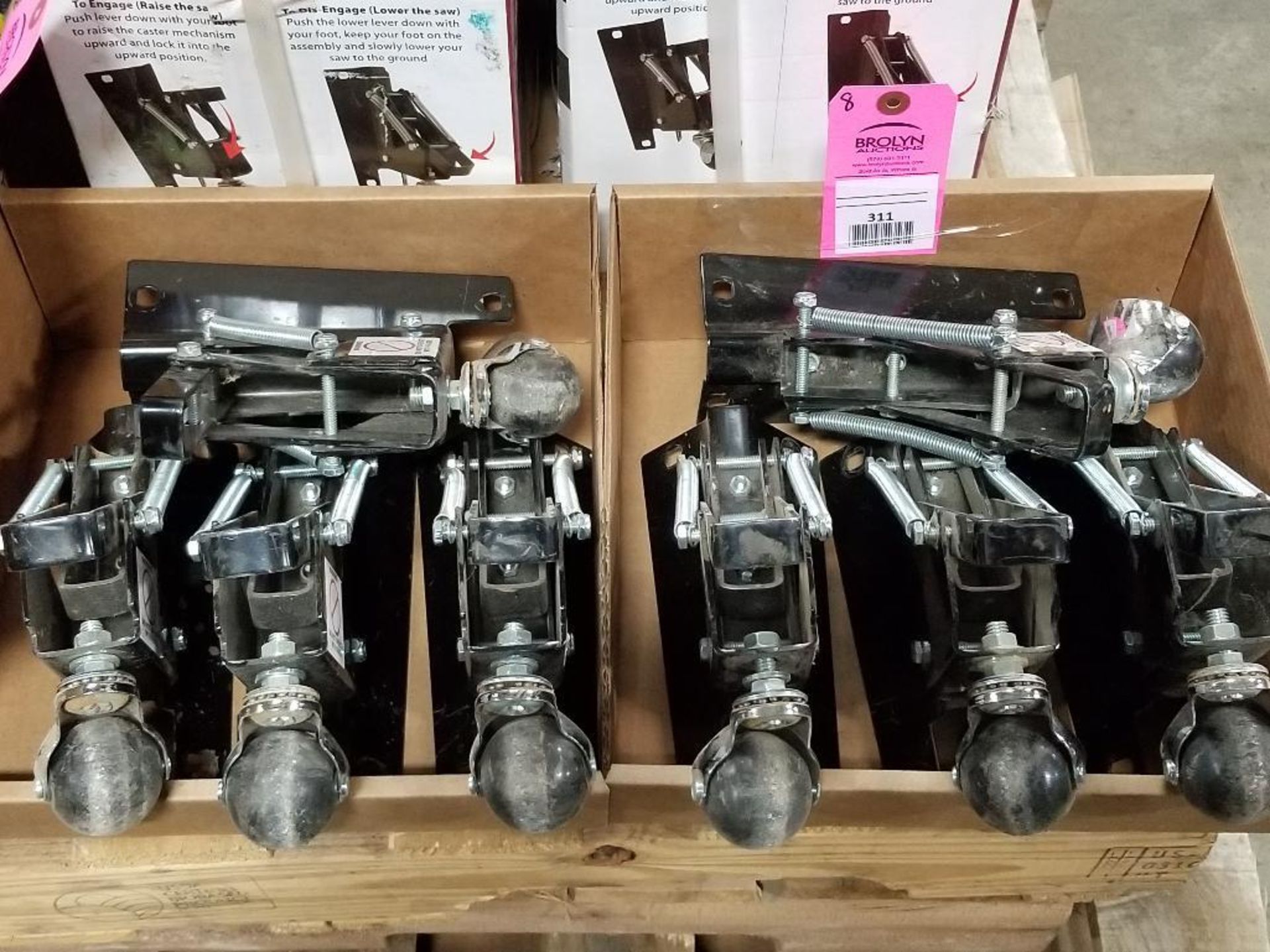 Qty 2 - Sets of 4 Fulton retractable casters.