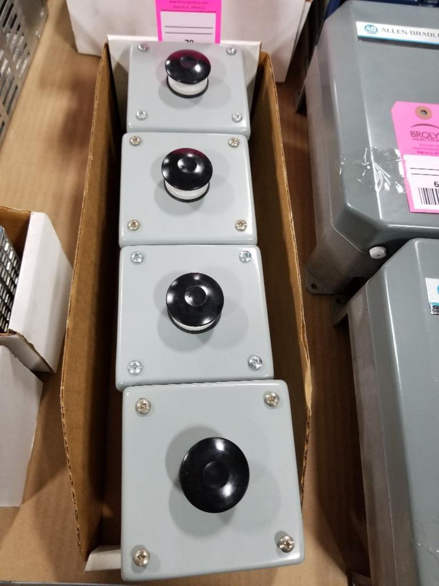 Qty 4 - Pneumatic push buttons with enclosure.