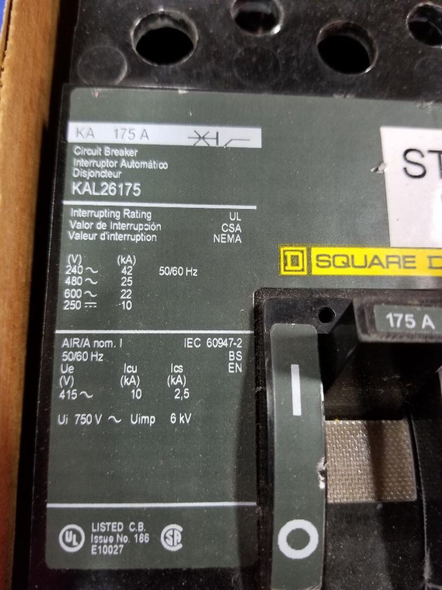 Qty 2 - Square D circuit breakers. Model KAL26175. - Image 2 of 2