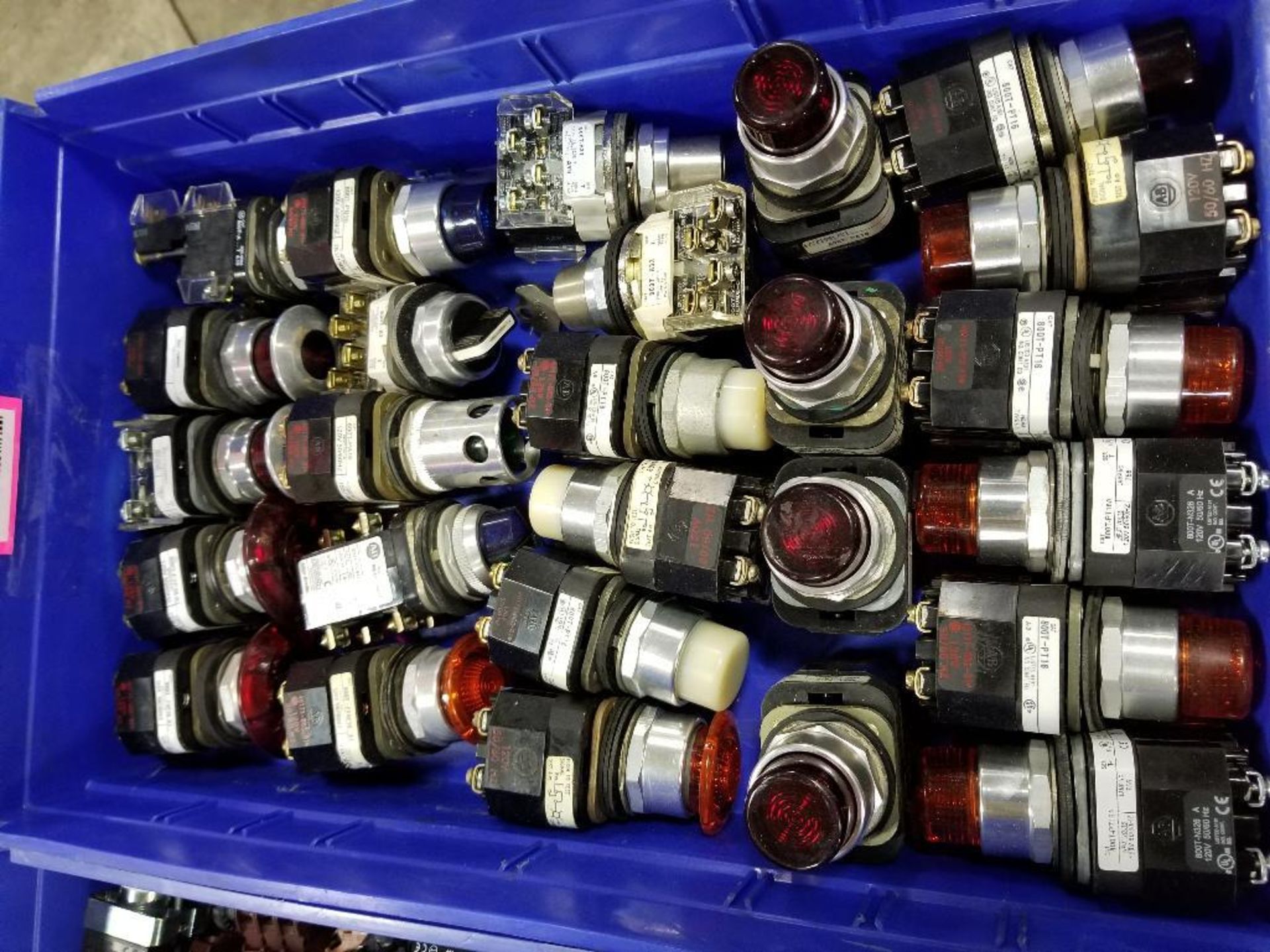 Large assortment of switches and pilot lights.