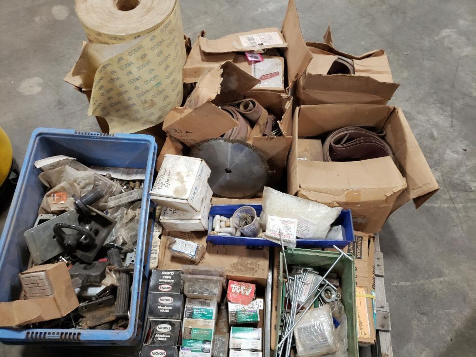 Pallet of assorted parts, sand paper, and hardware. - Image 13 of 13