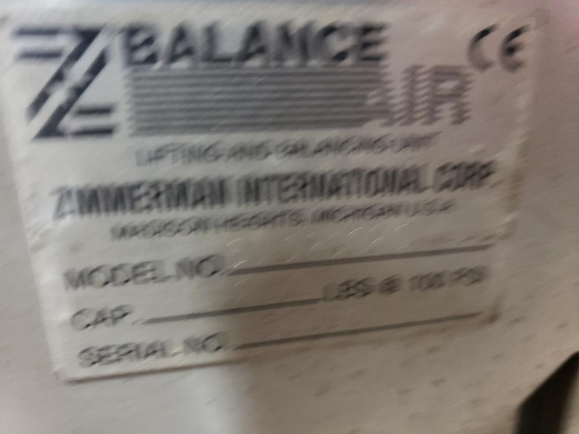 Zimmerman Tool balancer. Z-BalanceAir. 200lb capacity. - Image 7 of 9