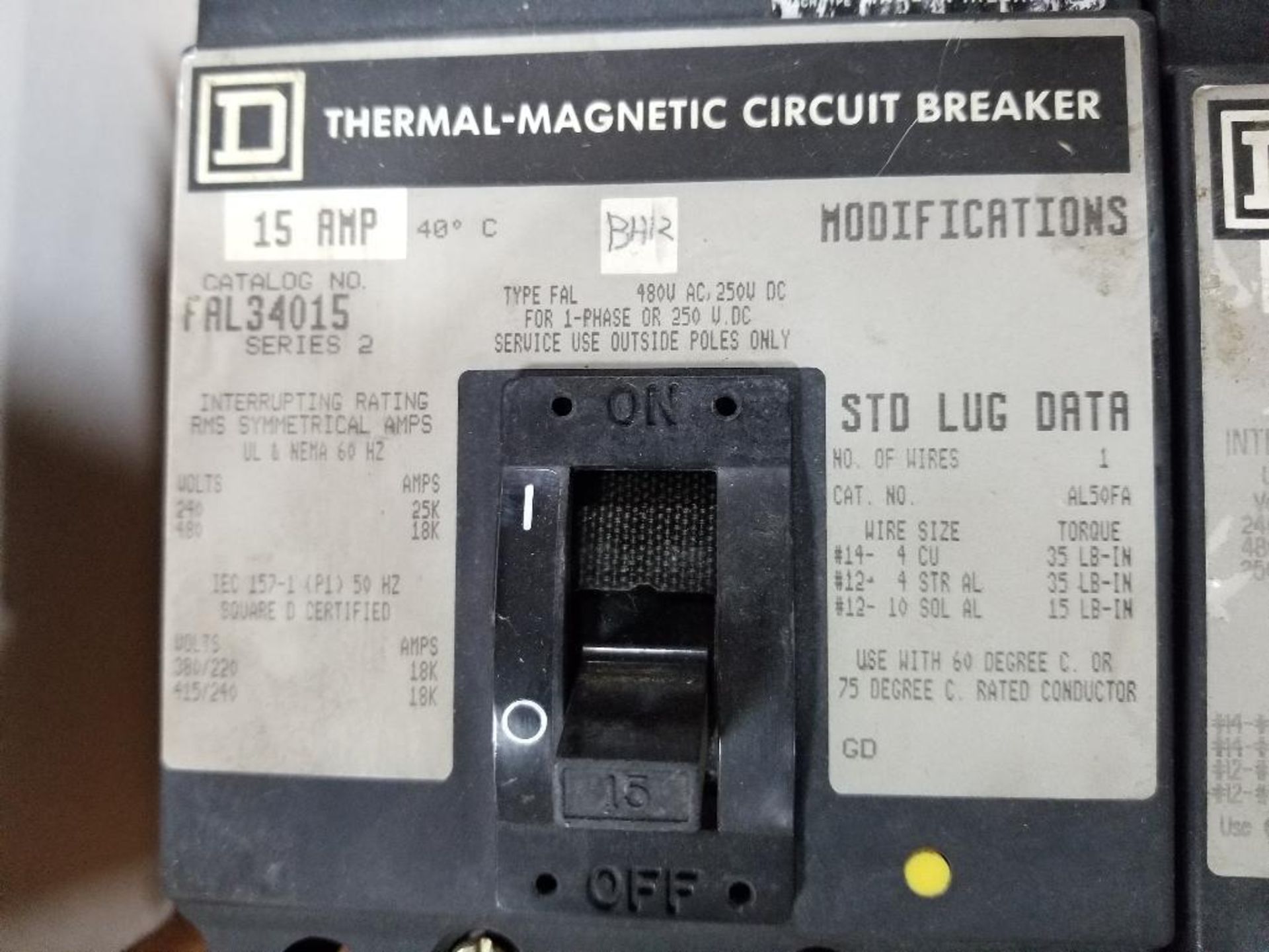 Qty 3 - Square D molded case breakers. - Image 2 of 3