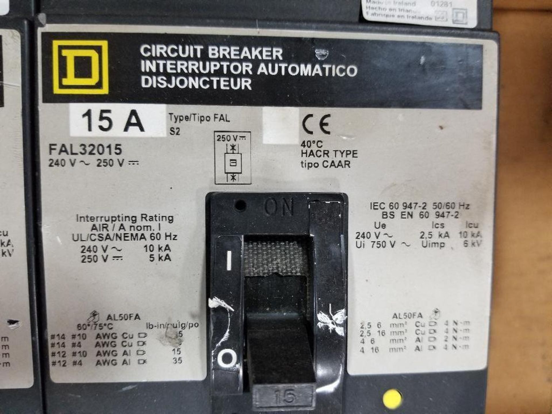 Qty 3 - Square D circuit breakers. Model FAL32015. - Image 2 of 2