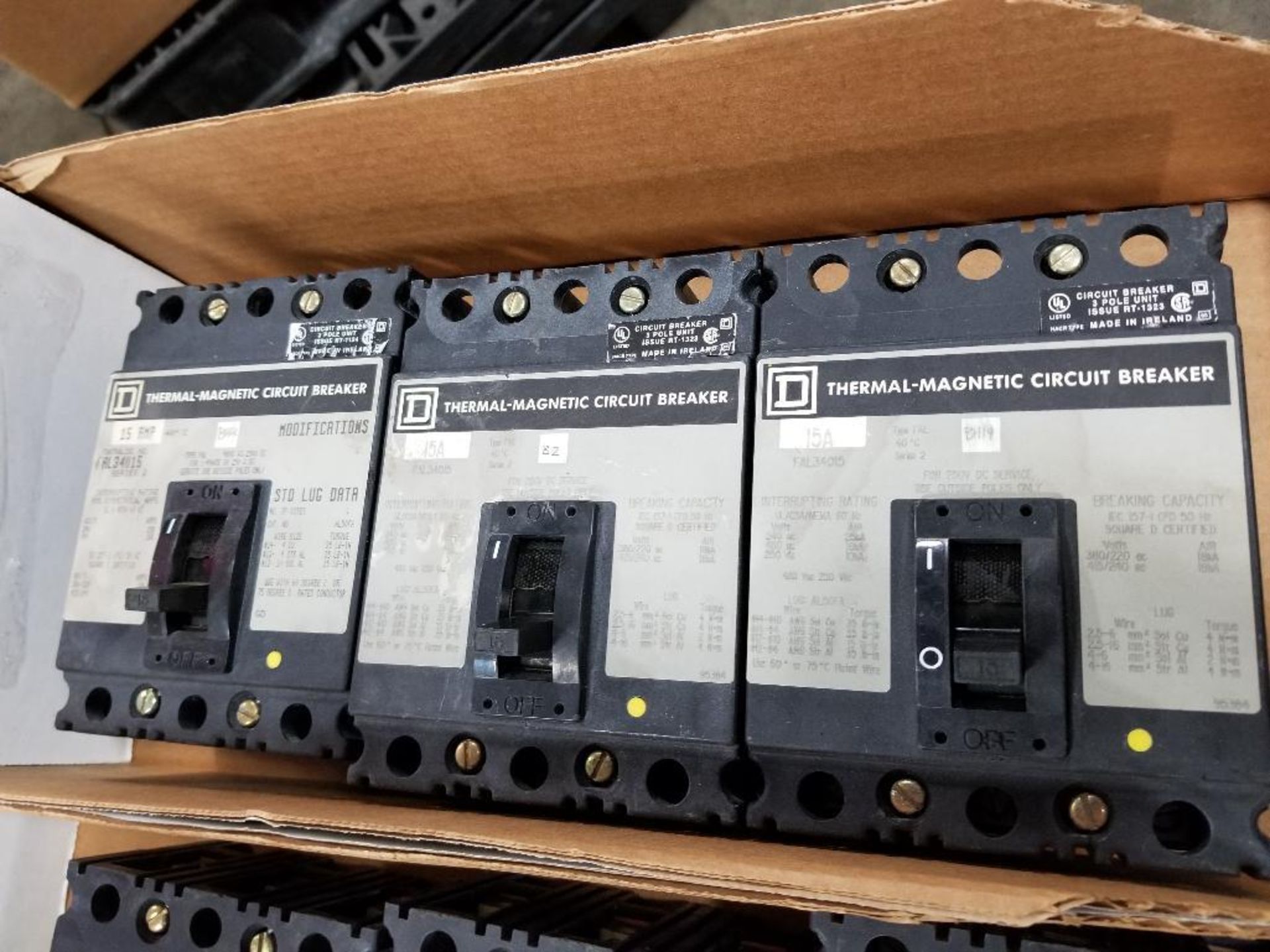 Qty 3 - Square D molded case breakers.