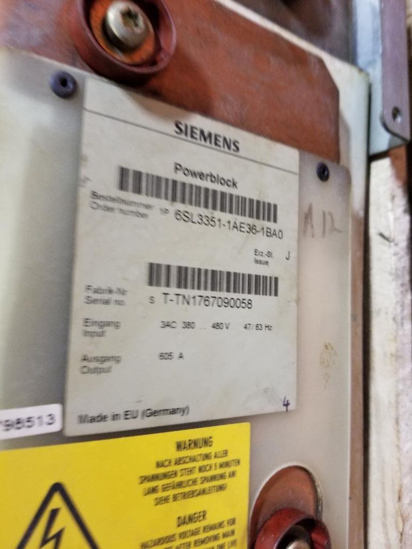 Siemens powerblock. Part number 6SL3352-1AE3601BA0. - Image 2 of 5