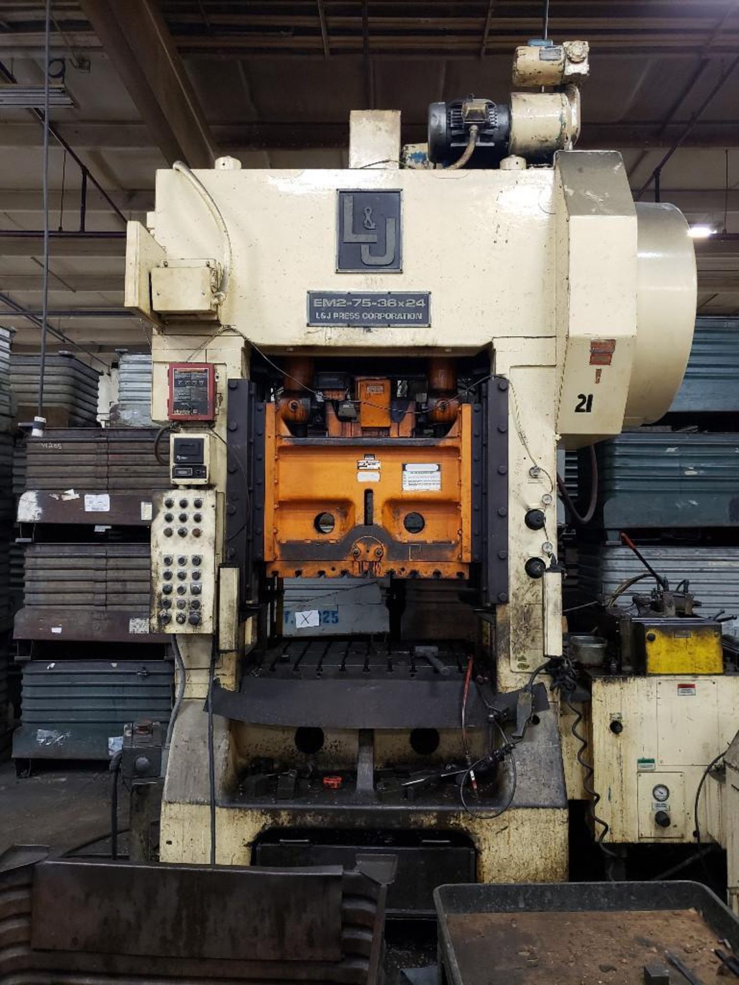 75 ton L&J Press corporation straight side mechanical press. Model EM2-75-36x24. Ser EI750144A. . - Image 3 of 31