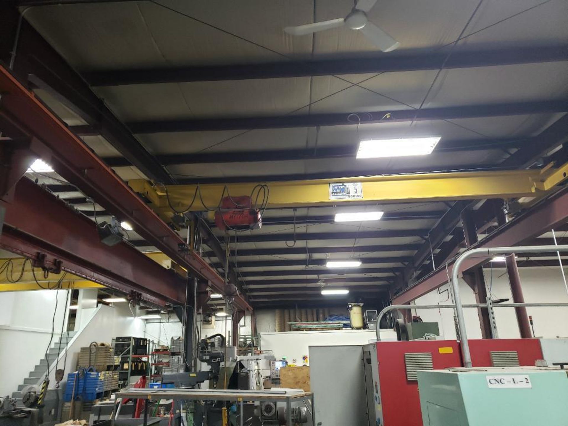 5 ton Dearborn single girder top riding crane system. 3 ton CM meteor cable hoist. - Image 20 of 26