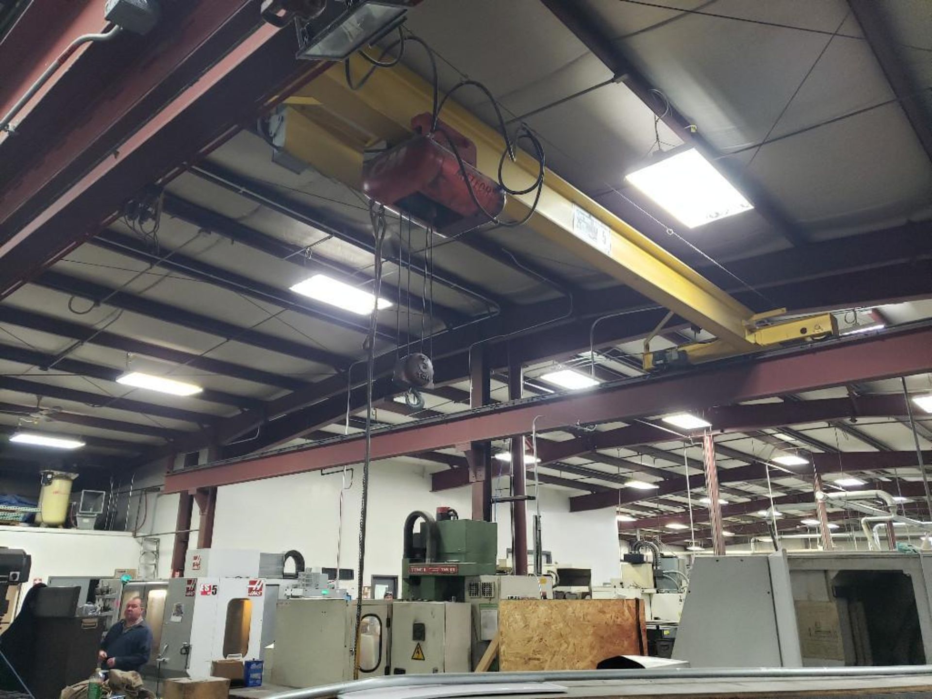 5 ton Dearborn single girder top riding crane system. 3 ton CM meteor cable hoist. - Image 24 of 26