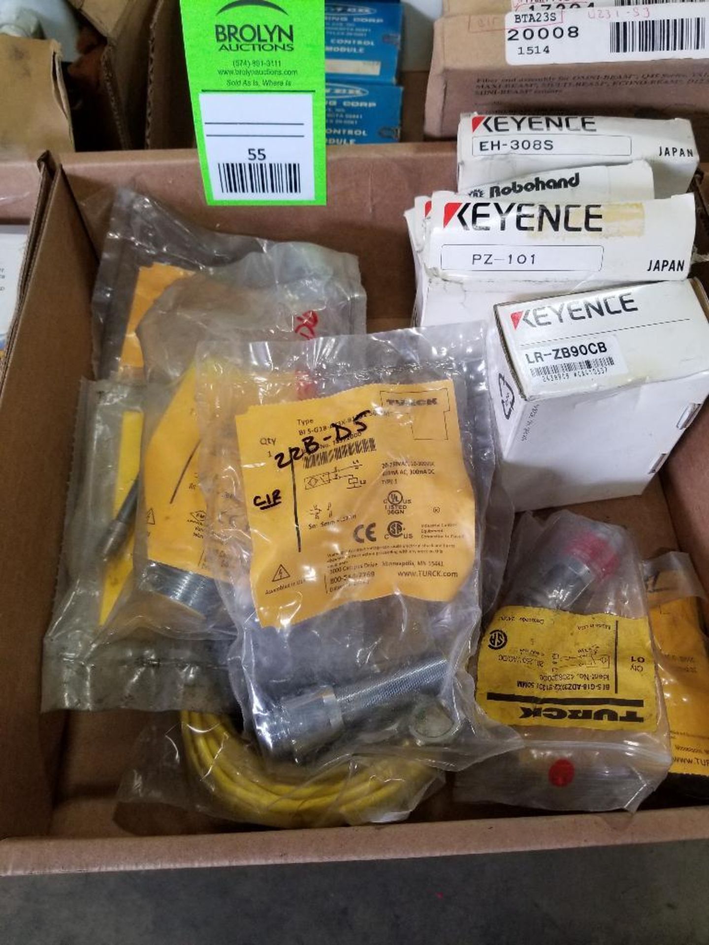 Qty 17 - Assorted Turck and Keyence electrical parts. New in package or box.