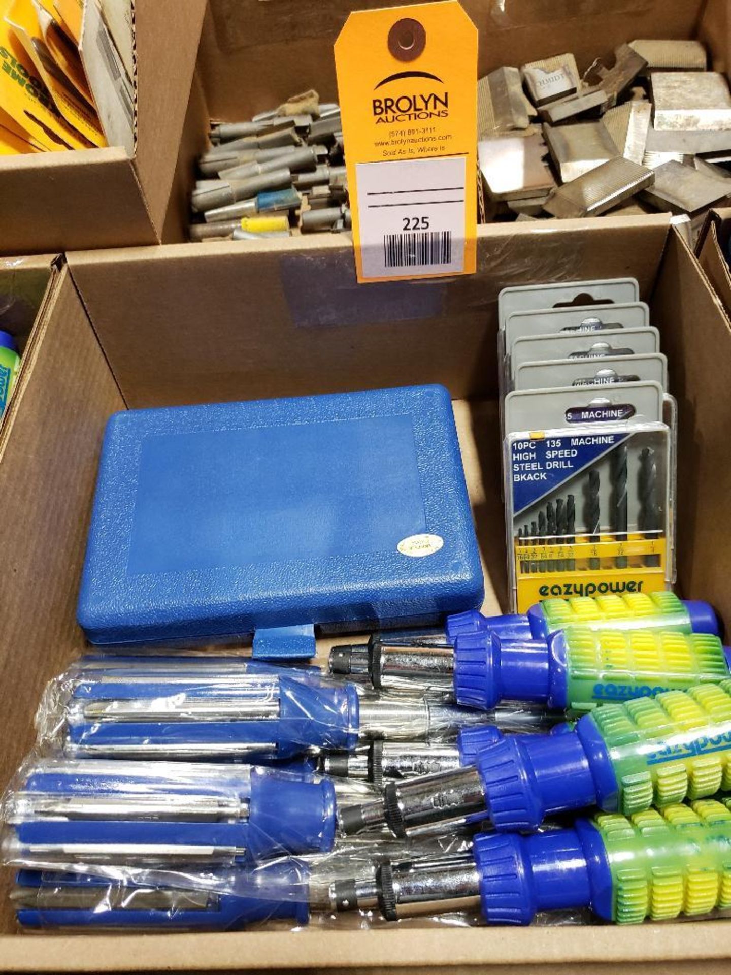 Large assortment of drill bit, screw driver, and bit sets. New as pictured.