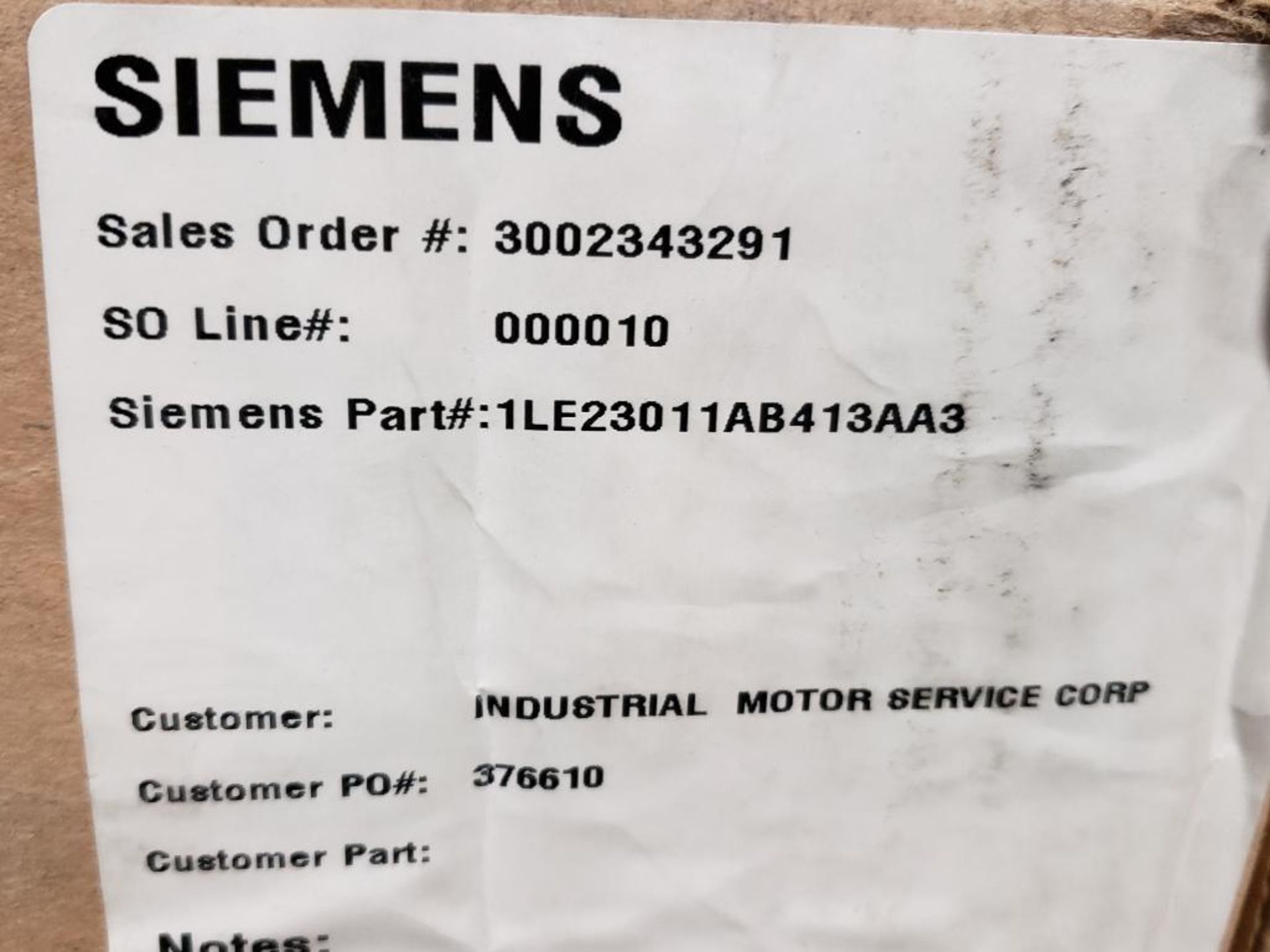 2hp Siemens 1LE23011AB413AA3 high efficiency motor. 3 phase, 575V, 1740RPM, 145T-Frame 2HP - Image 2 of 8