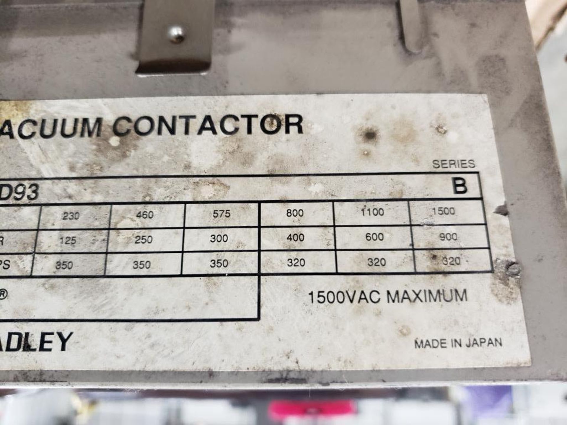 Allen Bradley vacuum contactor 1100-BOD93. - Image 6 of 10
