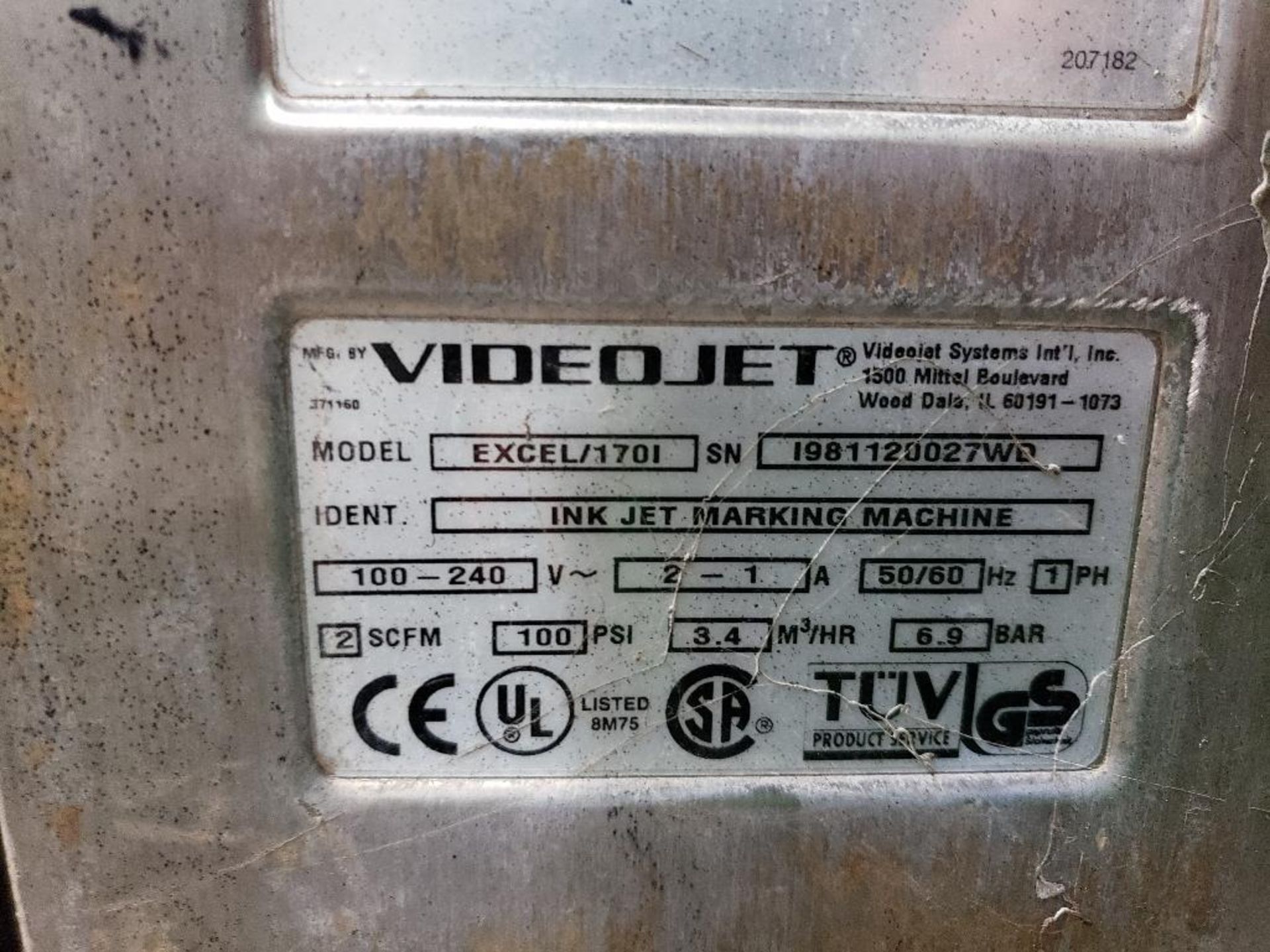 Videojet Excel Series 170-i ink jet marking machine. 100-240V. - Image 4 of 8