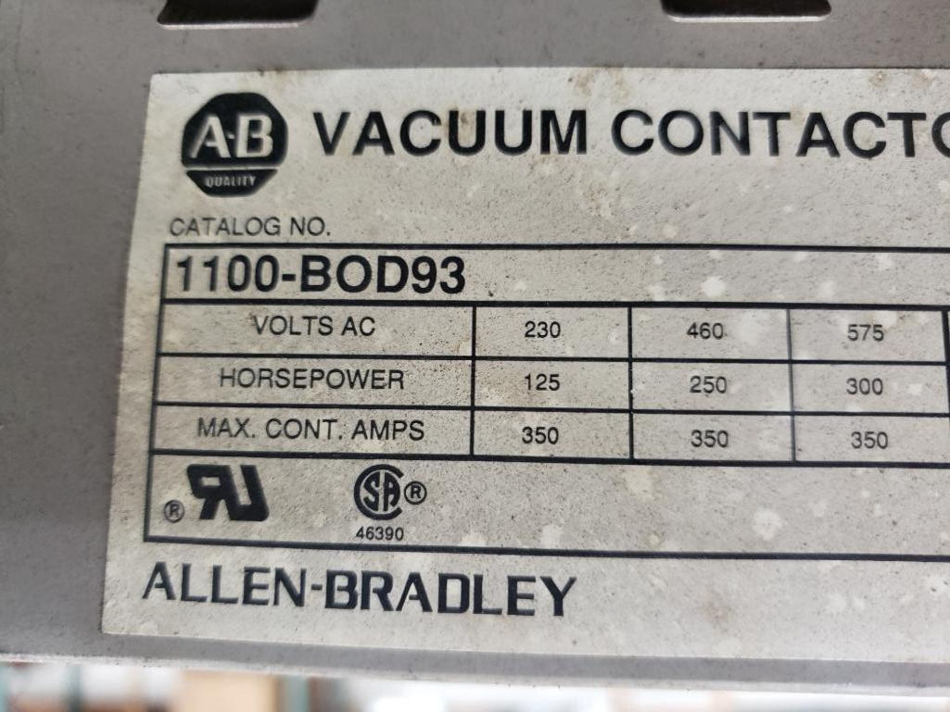 Allen Bradley vacuum contactor 1100-BOD93. - Image 4 of 6