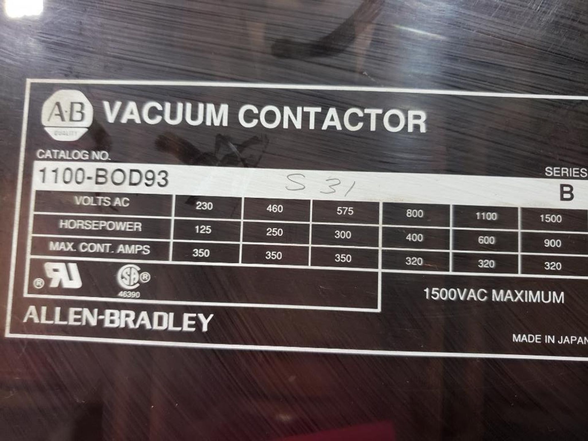 Allen Bradley vacuum contactor 1100-BOD93. - Image 2 of 6