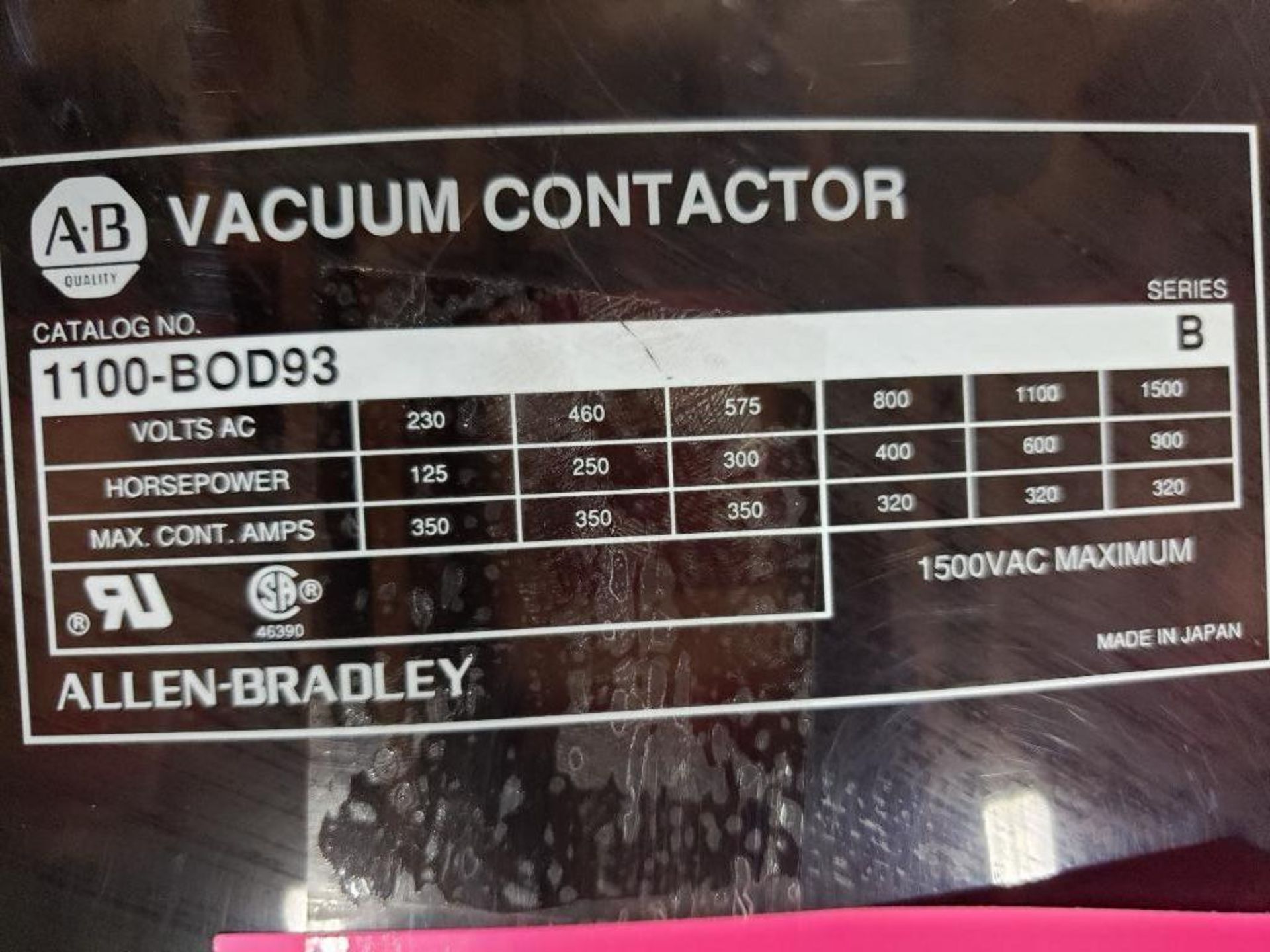 Allen Bradley vacuum contactor 1100-BOD93. - Image 2 of 5