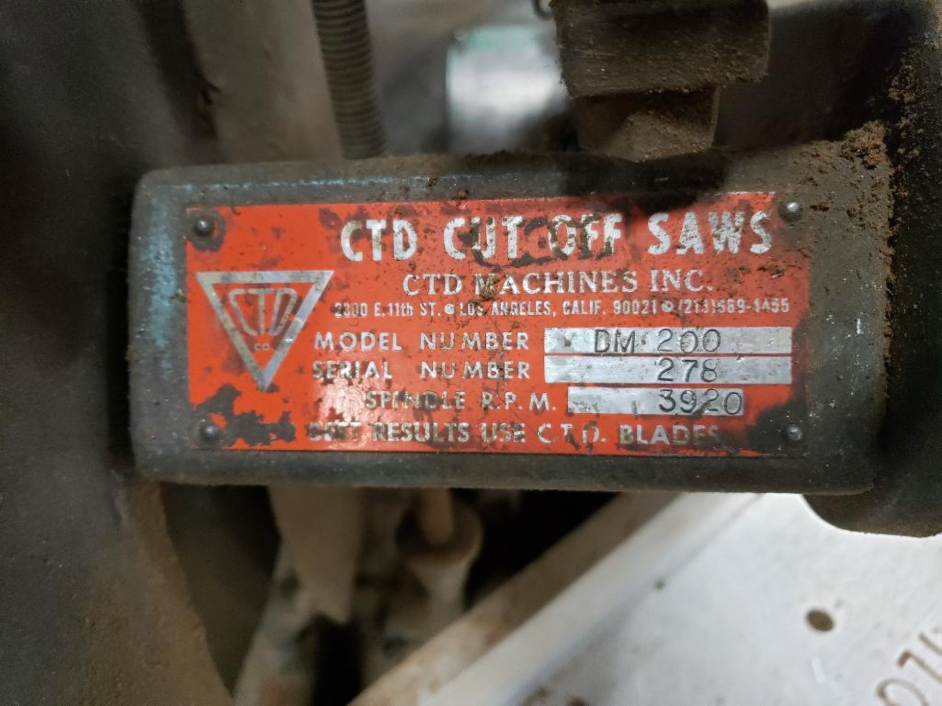 CTD Machines INC Cutoff Saws DM-200. 3920RPM. - Image 4 of 6