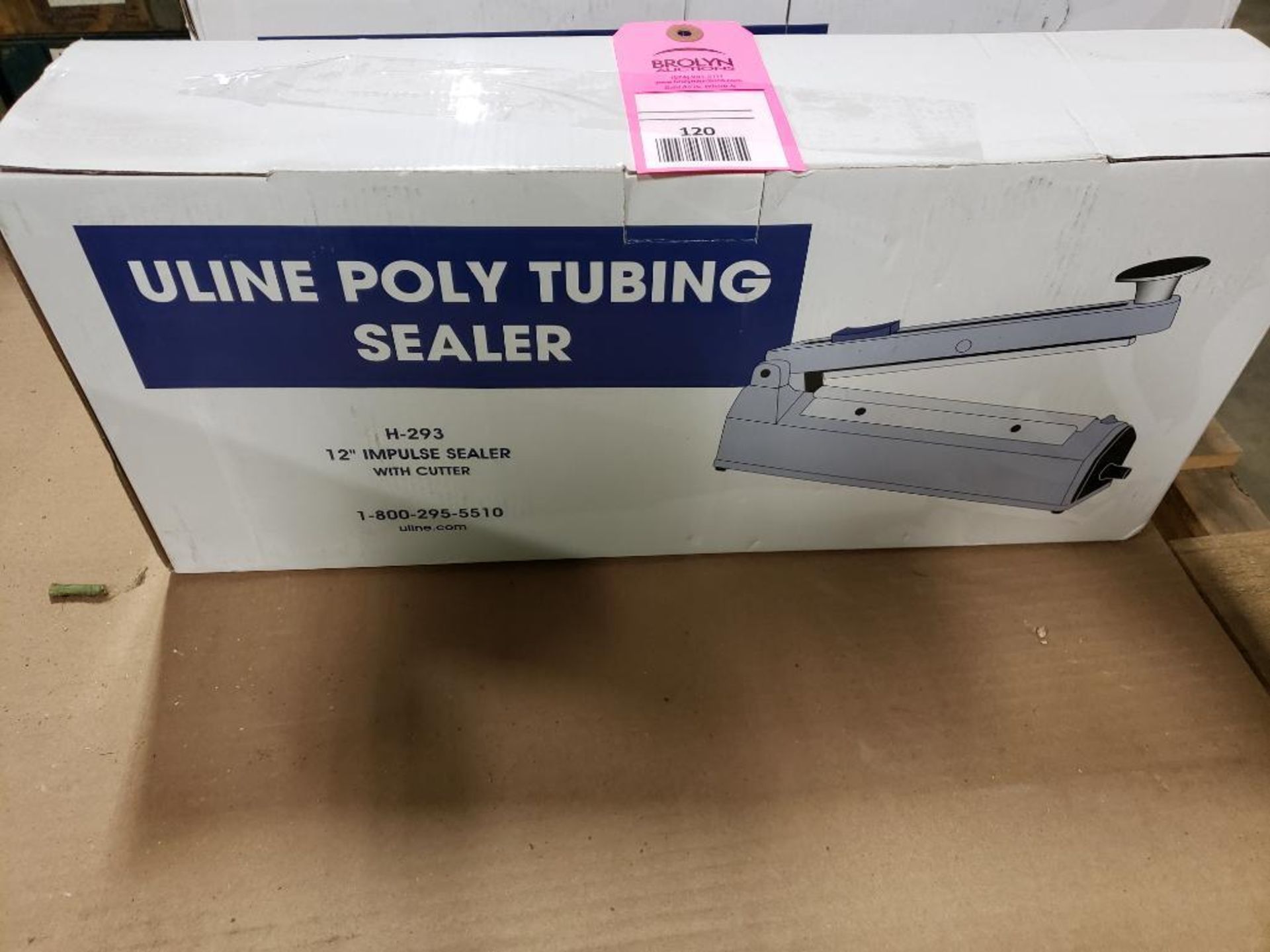 Uline H-293 12" impulse sealer with cutter, poly tubing. New in box.