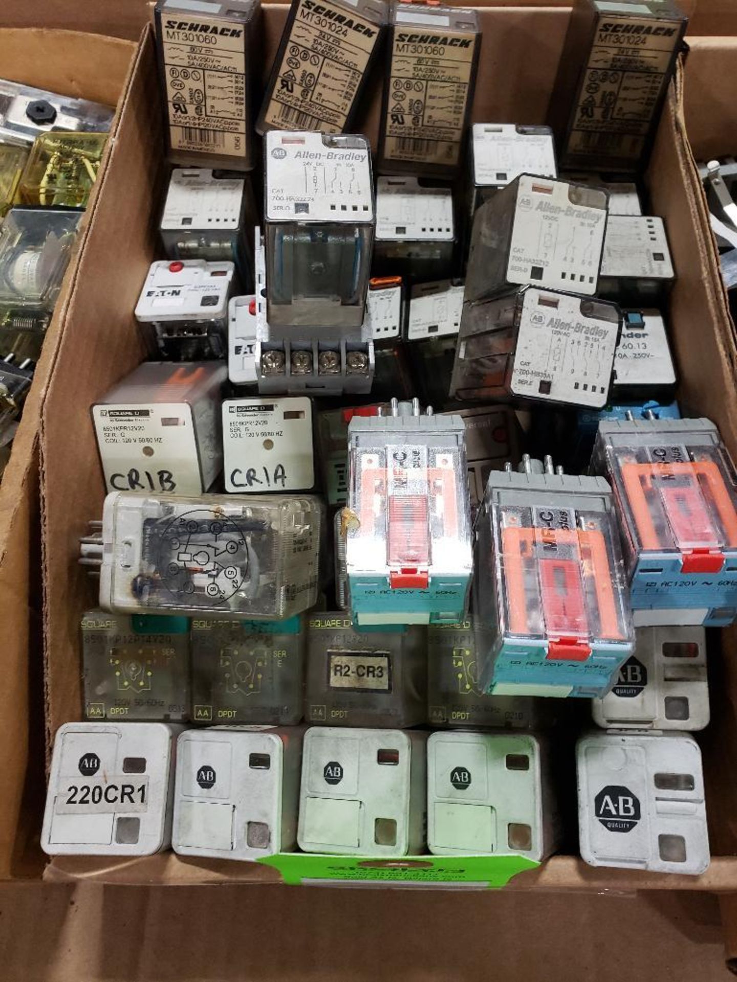 Large assortment of relays. Allen Bradley, Square-D.