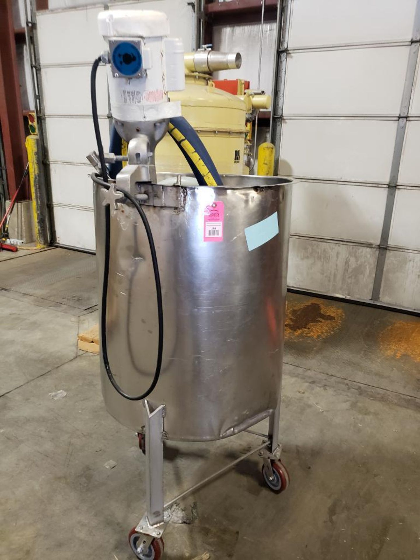 Stainless steel mixing tank with 1hp washdown mixer.