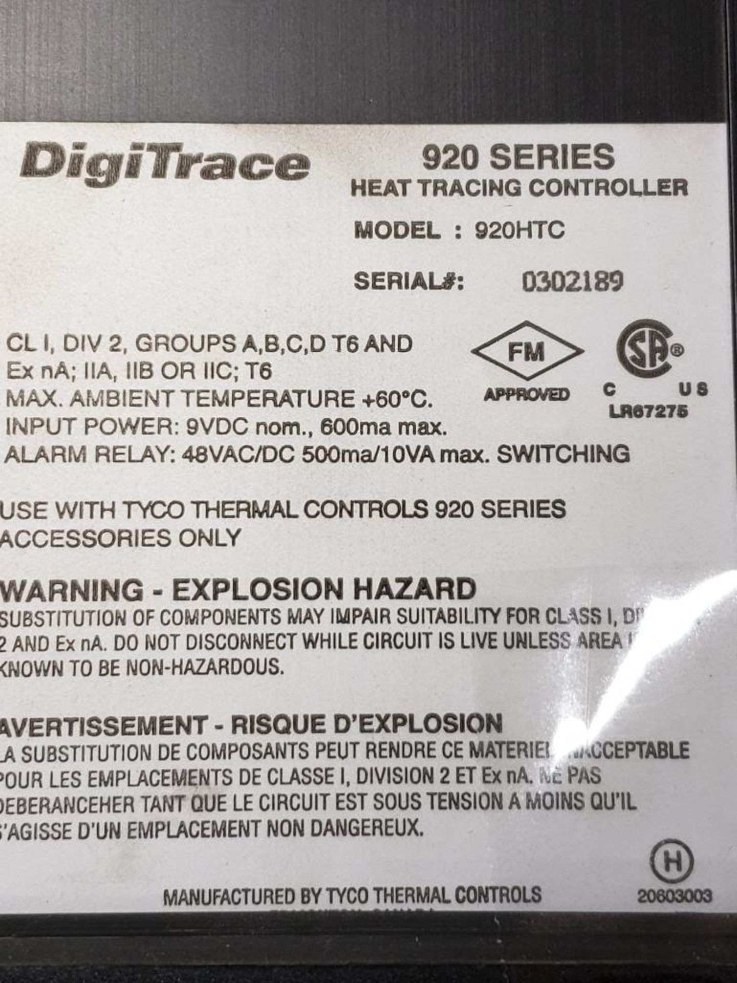 Tyco Thermal Controls 920HTC DigiTrace 920 series programmable dual point heat-tracing controller. - Image 5 of 6