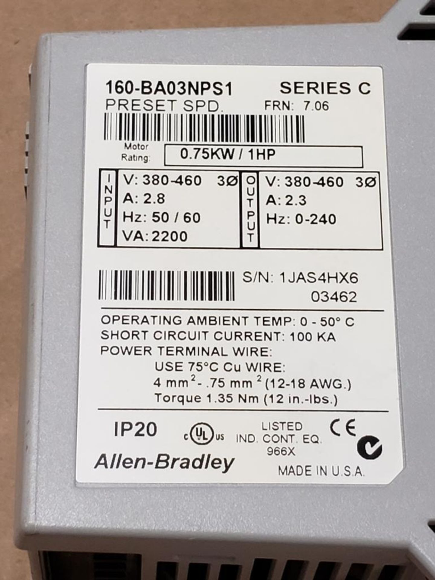 Allen Bradley 160-BA03NPS1 preset speed controller. - Image 3 of 3